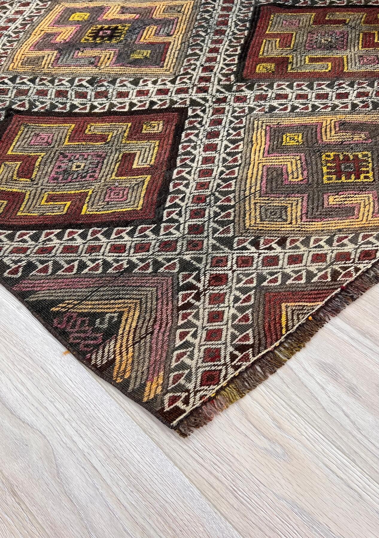 Jaden - Brown Turkish Kilim Rug - kudenrugs