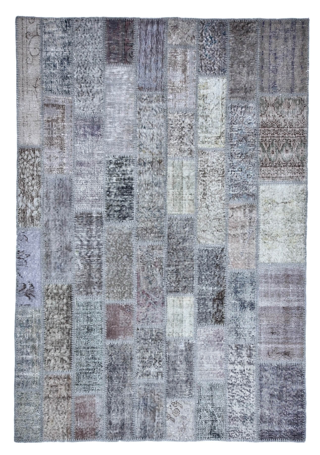 Jaelynn - Vintage Gray Patchwork Rug - kudenrugs