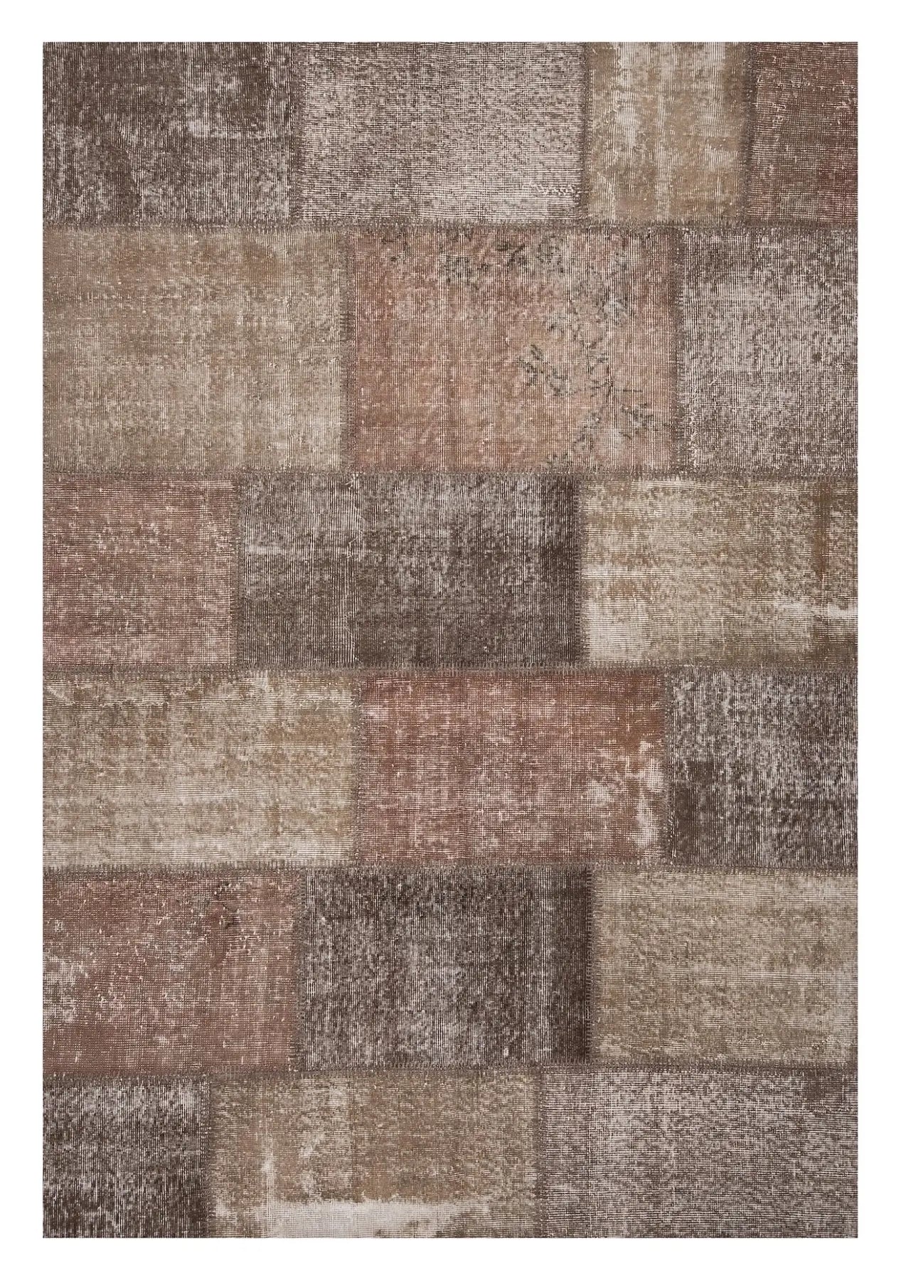 Jahmille - Vintage Brown Patchwork Rug - kudenrugs