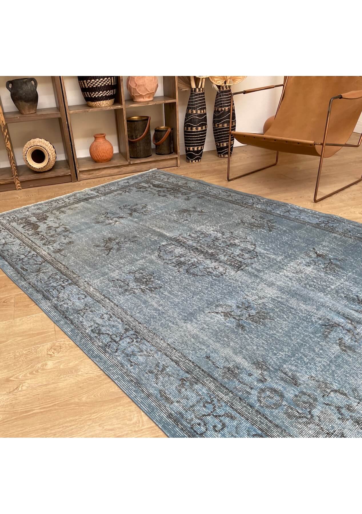 Jerry - Vintage Blue Overdyed Rug - kudenrugs