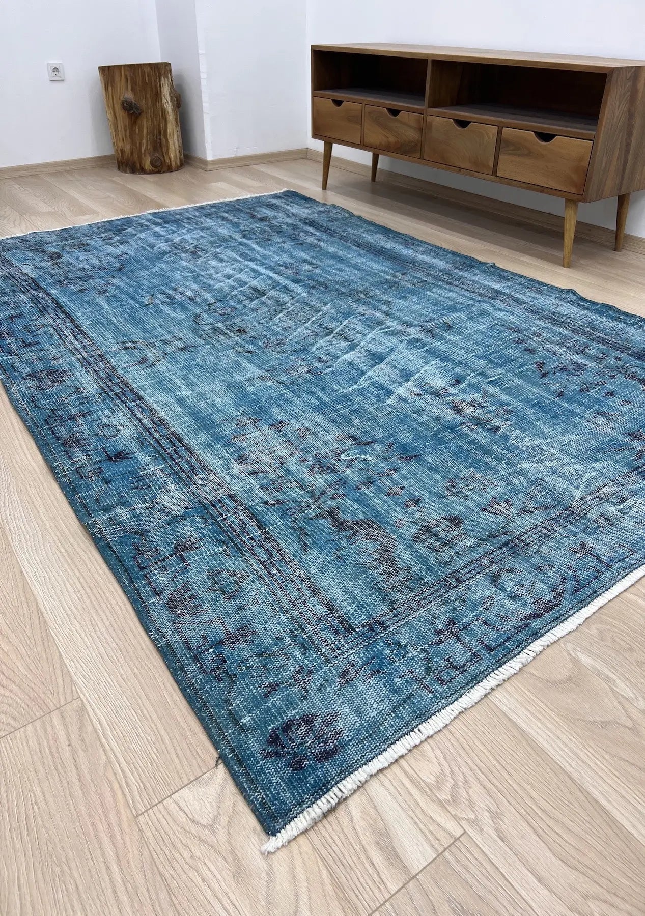 Julieta - Vintage Blue Overdyed Rug - kudenrugs