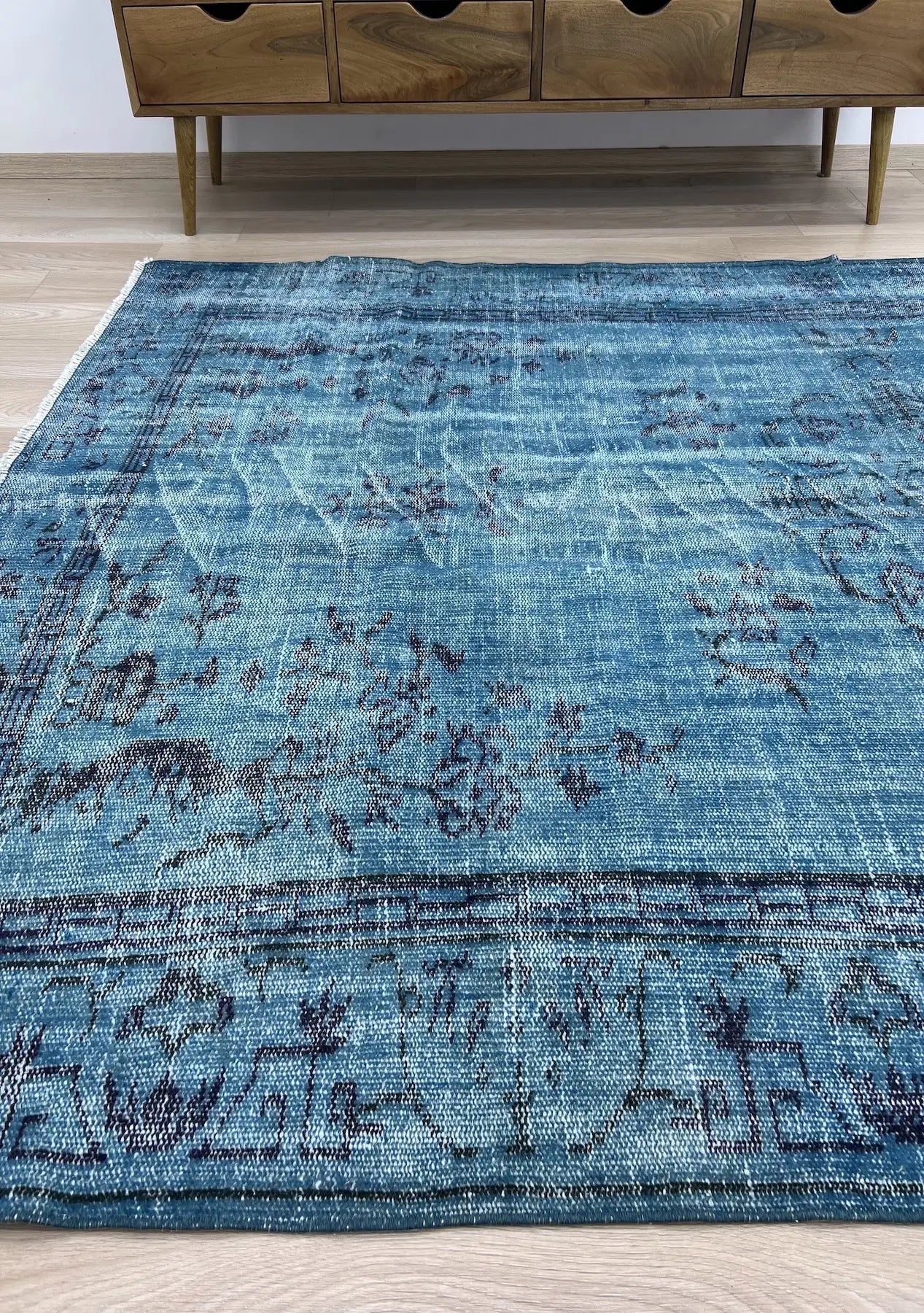 Julieta - Vintage Blue Overdyed Rug - kudenrugs