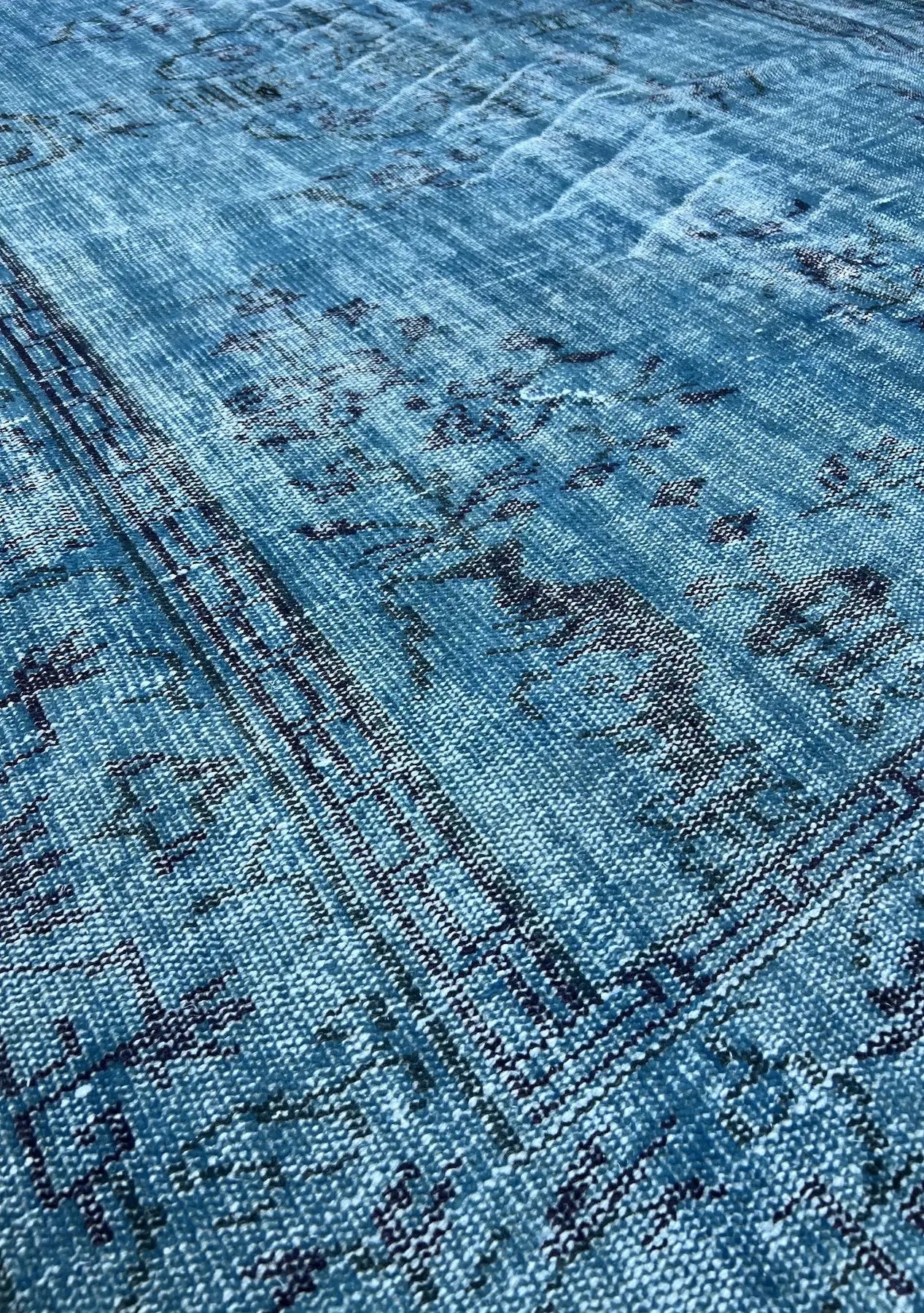 Julieta - Vintage Blue Overdyed Rug - kudenrugs