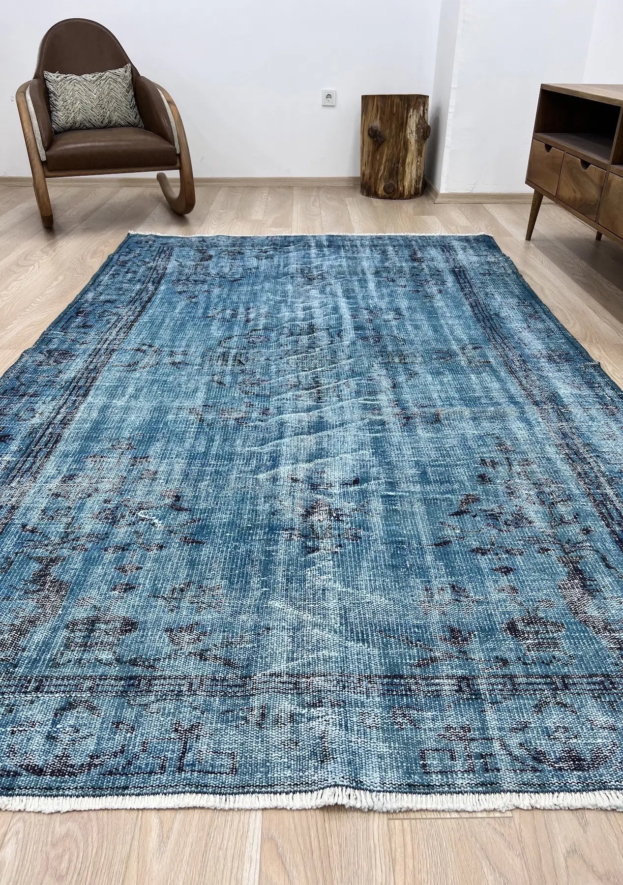 Julieta - Vintage Blue Overdyed Rug - kudenrugs