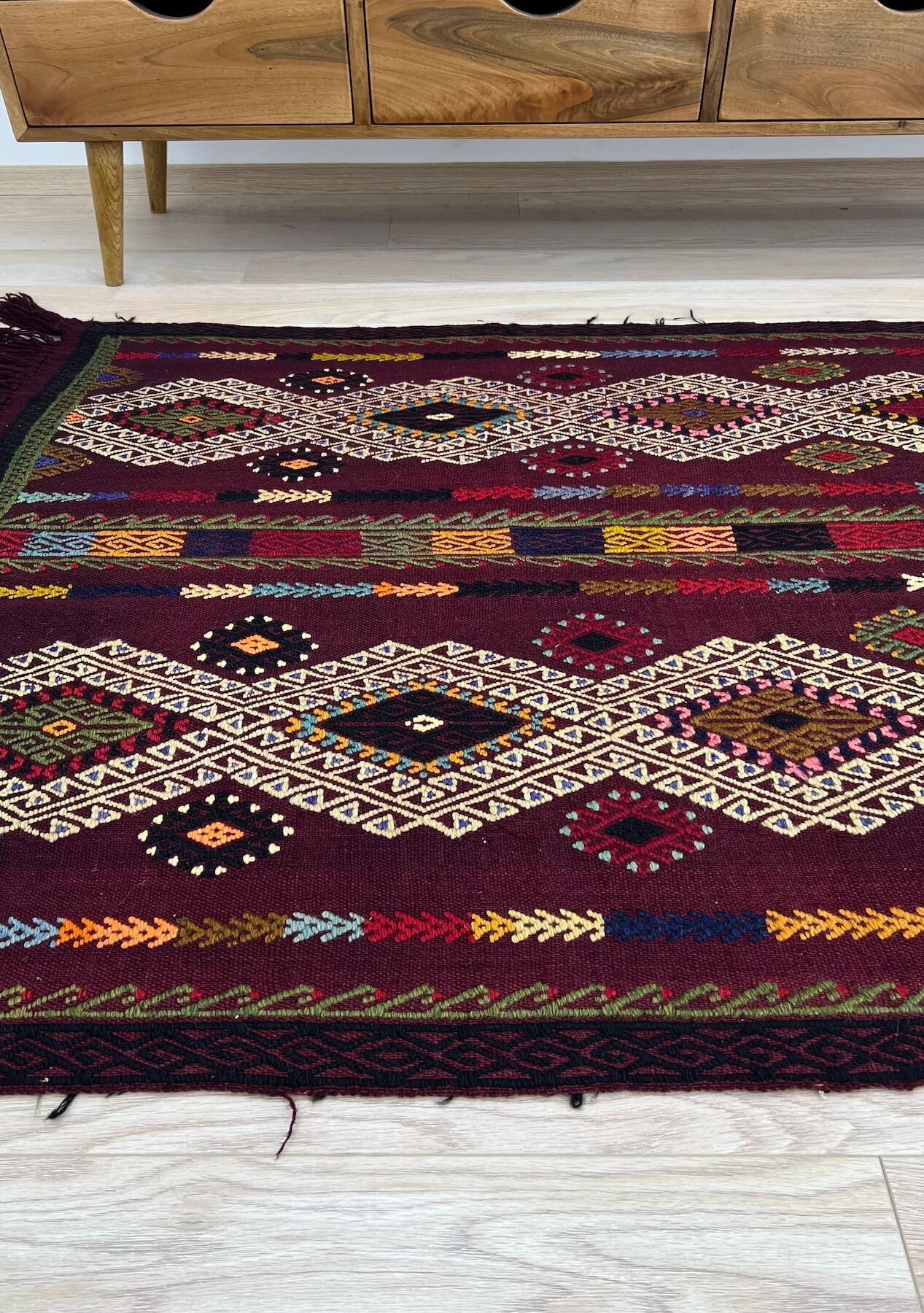 Juliette - Red Turkish Kilim Rug - kudenrugs