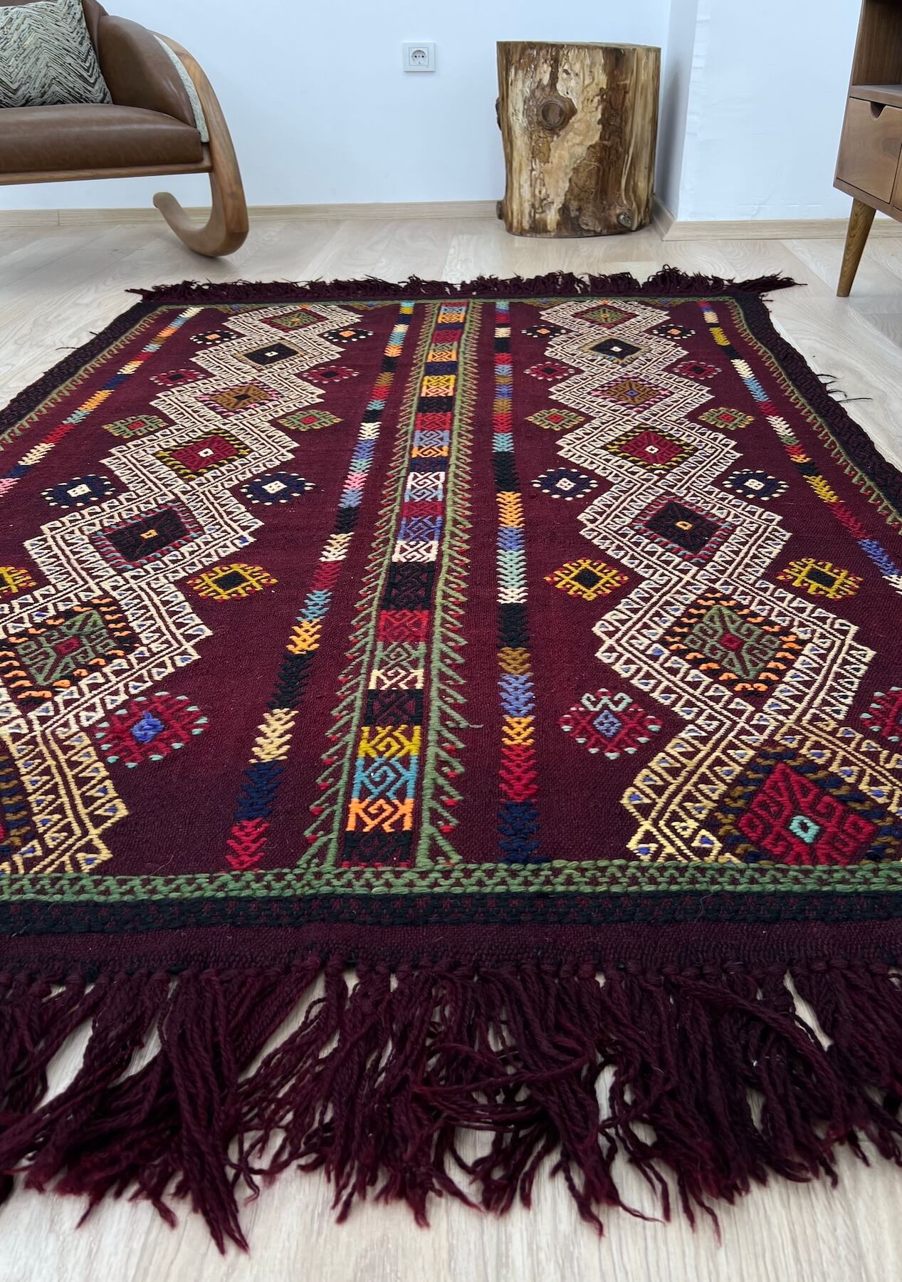 Juliette - Red Turkish Kilim Rug - kudenrugs