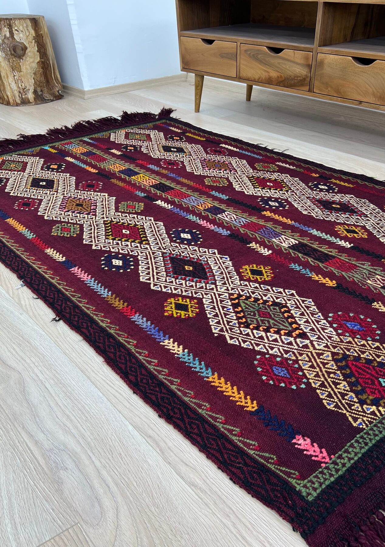 Juliette - Red Turkish Kilim Rug - kudenrugs