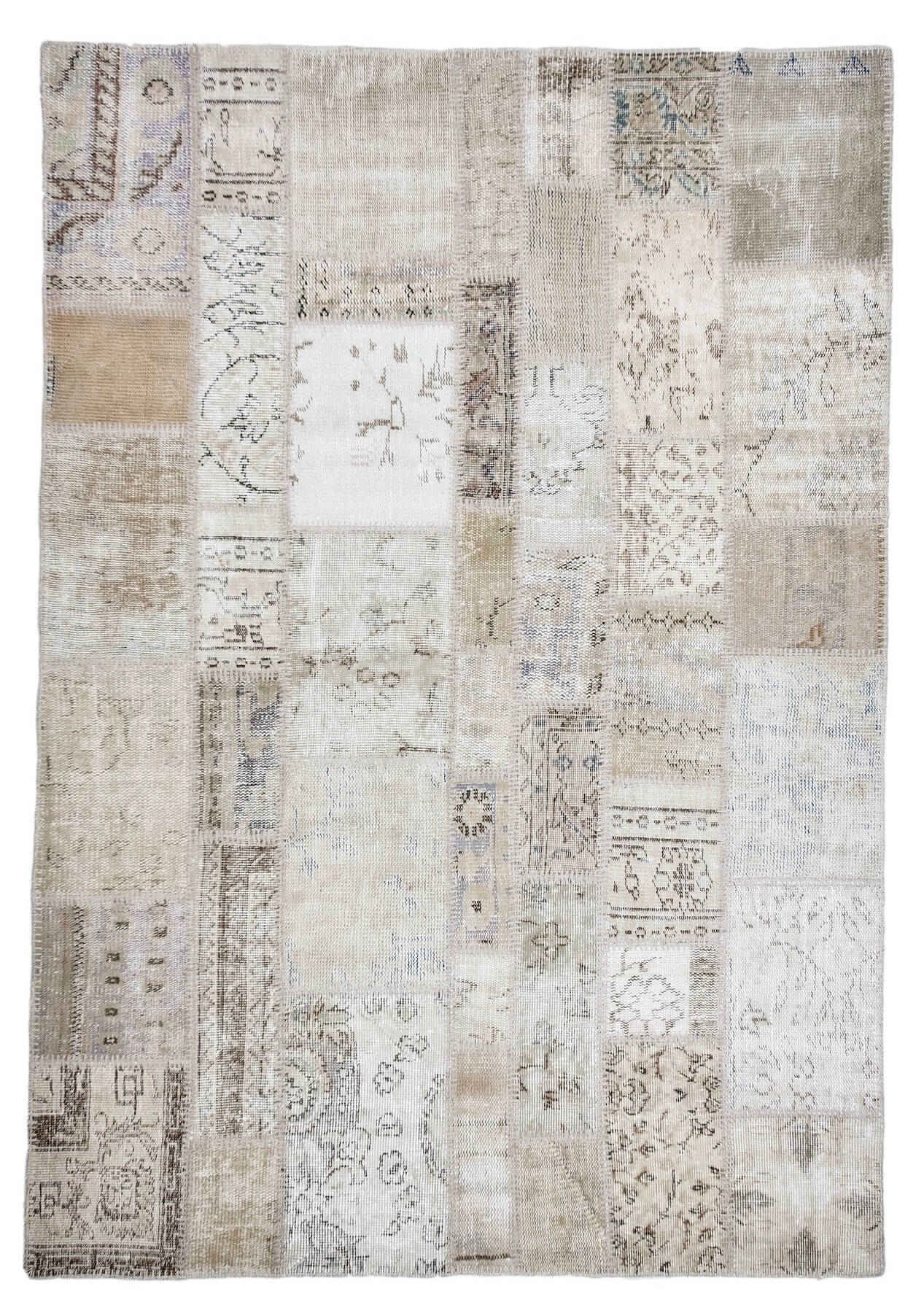 Karissa - Vintage Beige Patchwork Rug - kudenrugs