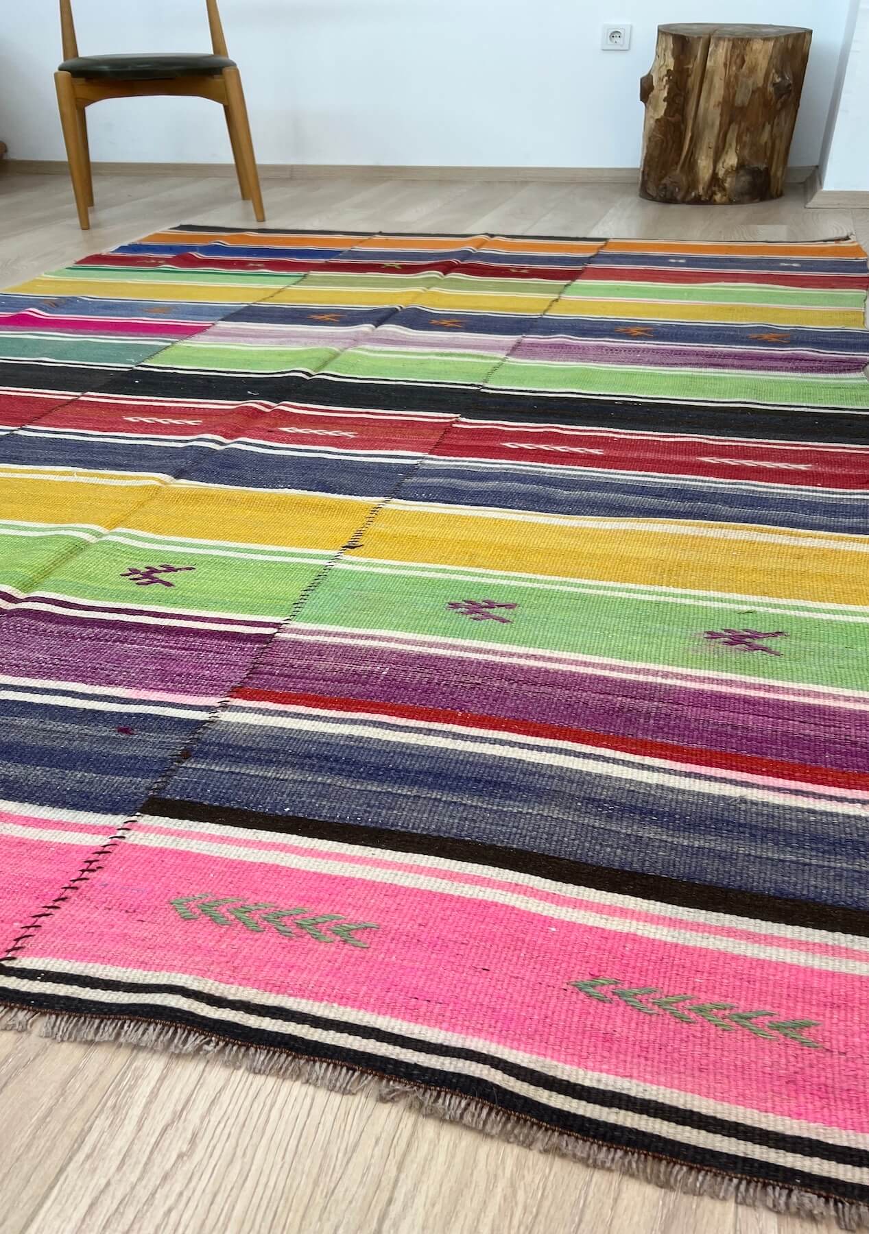 Kaylin - Multi Color Turkish Kilim Rug - kudenrugs