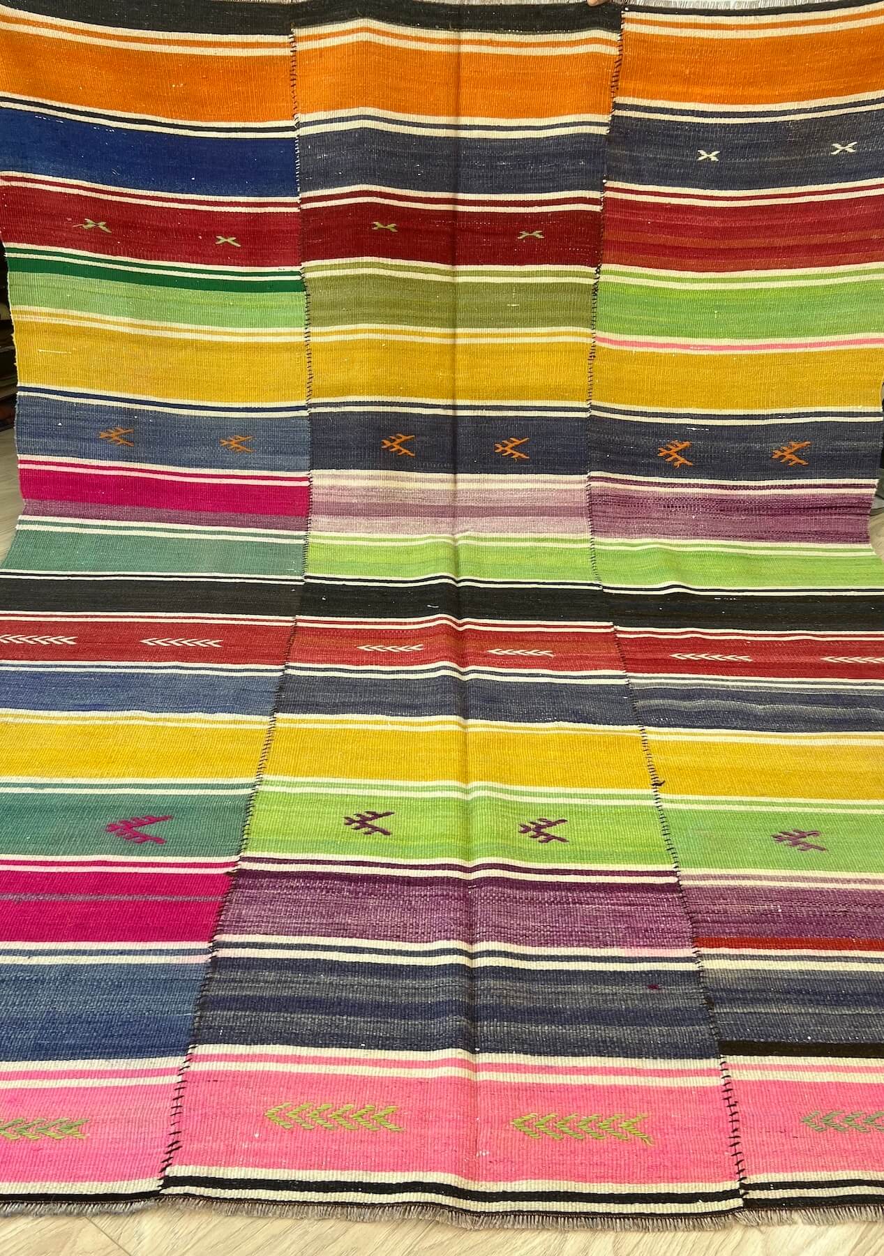 Kaylin - Multi Color Turkish Kilim Rug - kudenrugs
