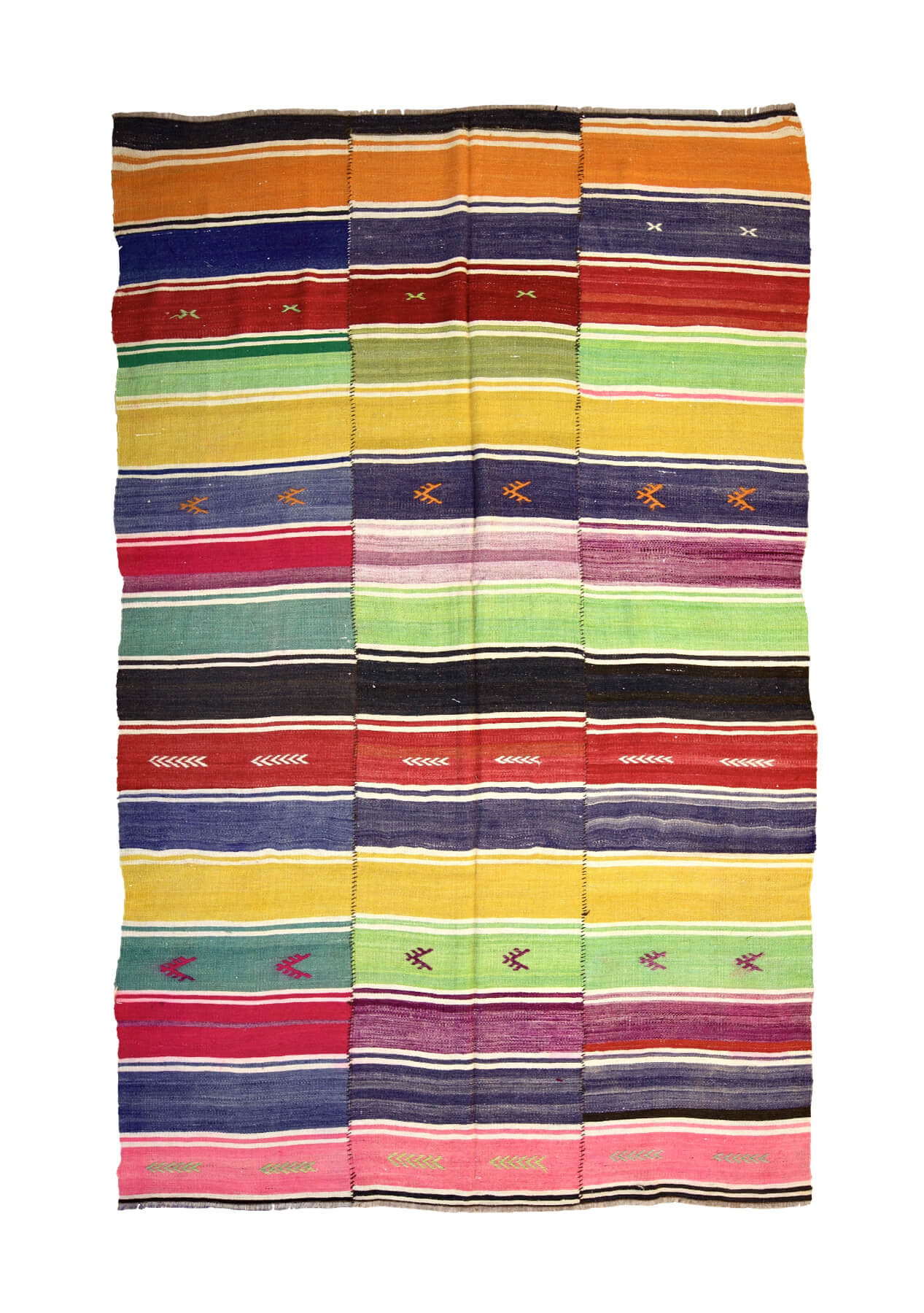 Kaylin - Multi Color Turkish Kilim Rug - kudenrugs