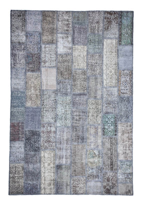 Keely - Vintage Gray Patchwork Rug - kudenrugs