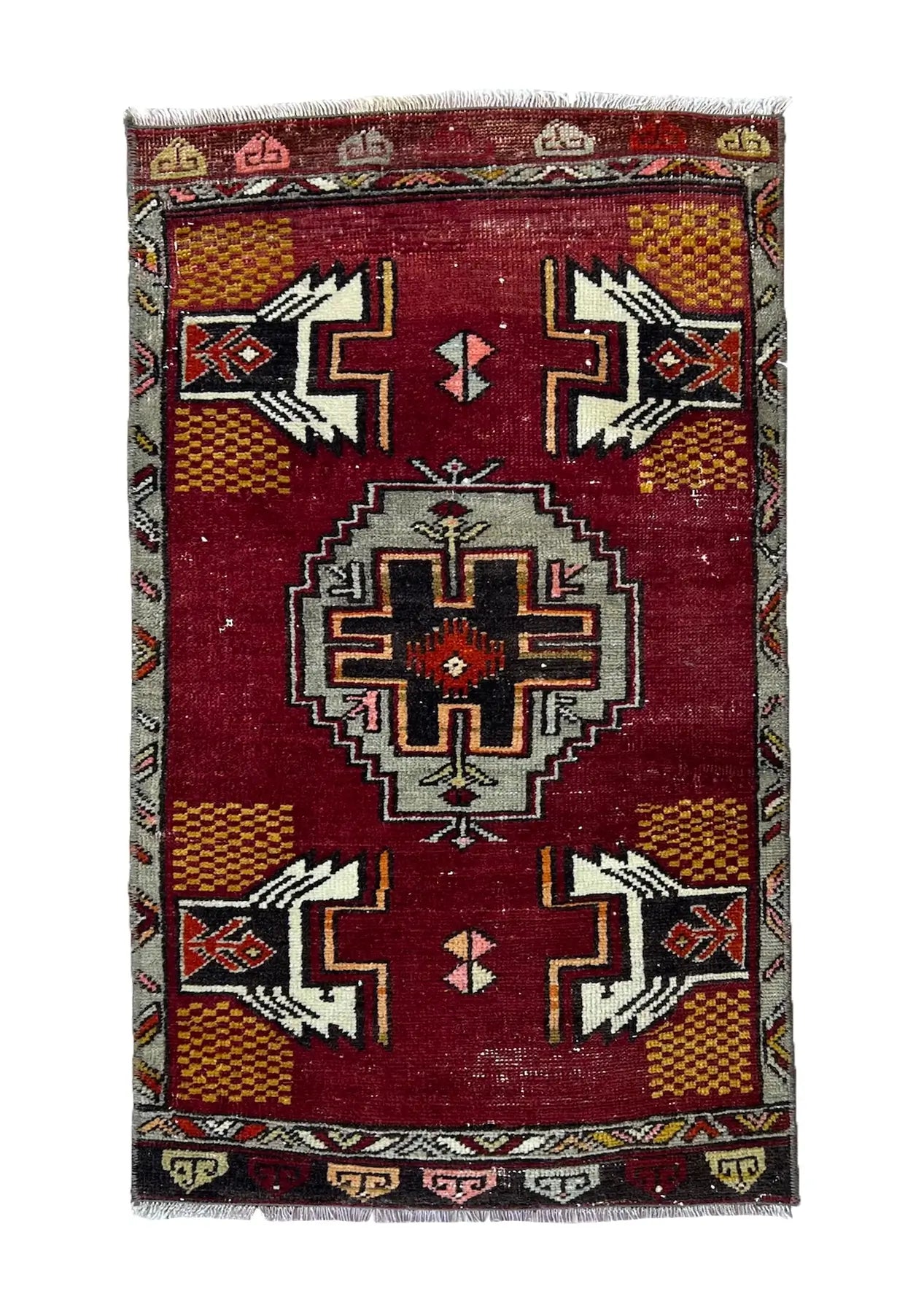 Keitha - Vintage Mini Red Area Rug - kudenrugs