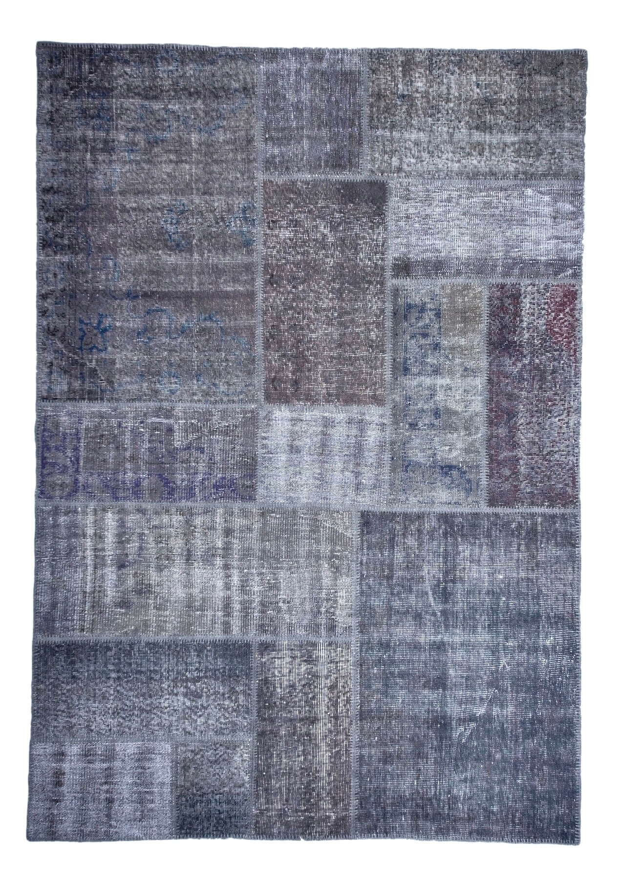 6' x 8' Vintage Patchwork Rug, Gray - Keyla | Kuden Rugs
