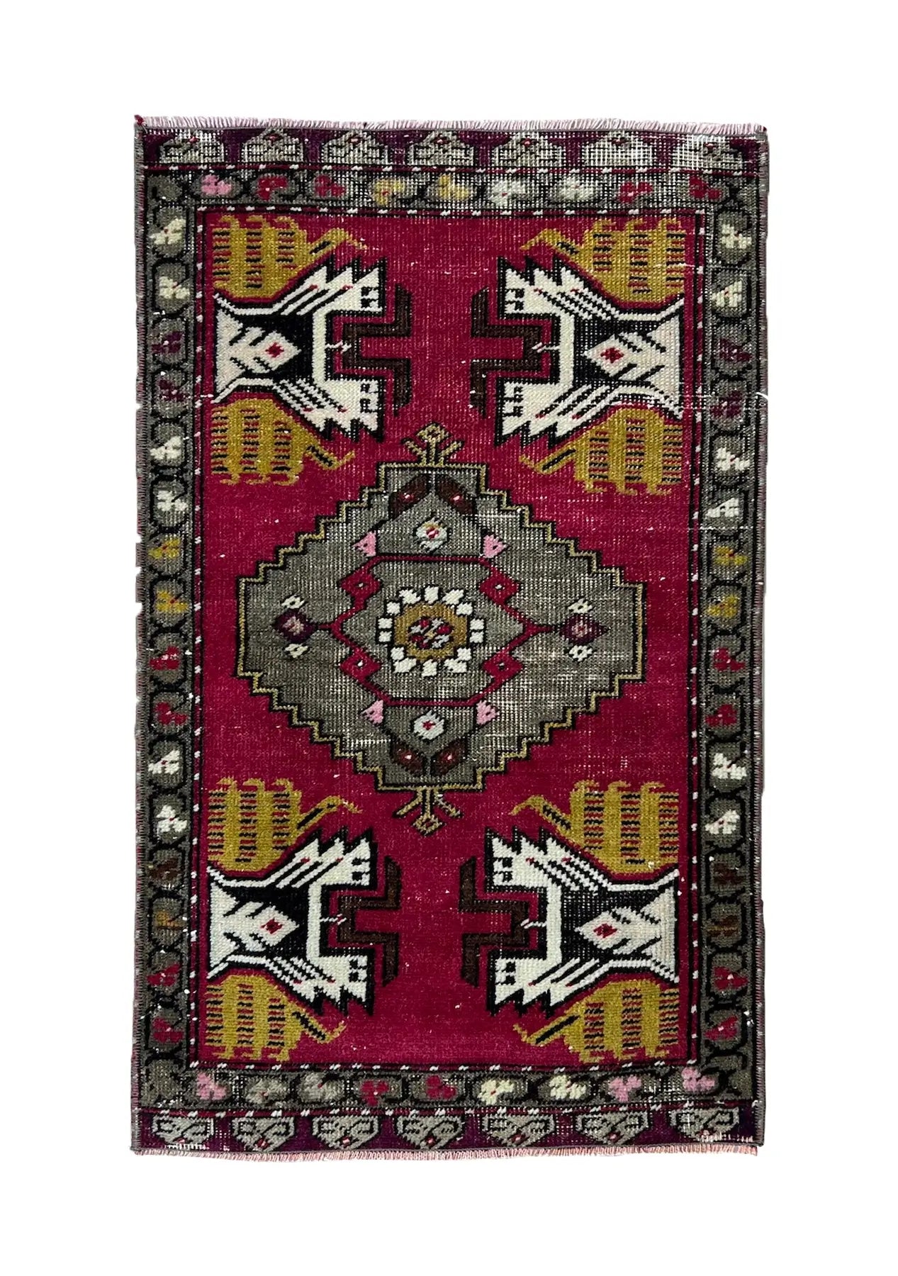 Kichea - Vintage Mini Red Area Rug - kudenrugs
