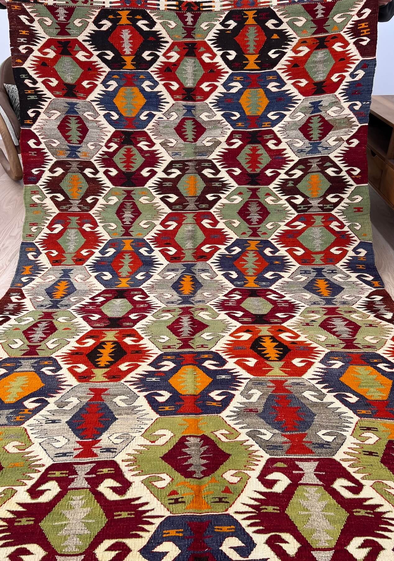 Lainey - Multi Color Turkish Kilim Rug - kudenrugs