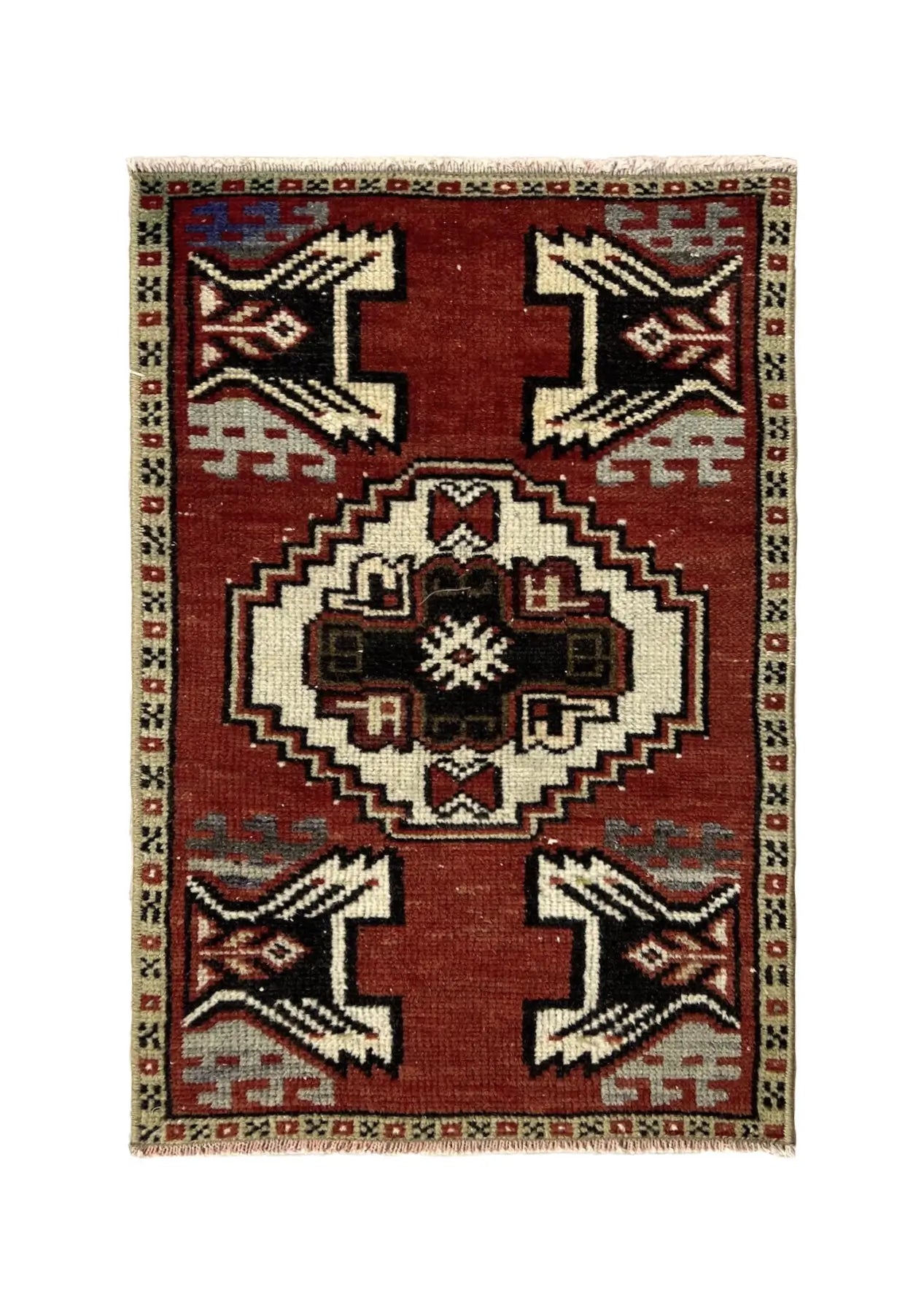 Lalan - Vintage Mini Red Area Rug - kudenrugs