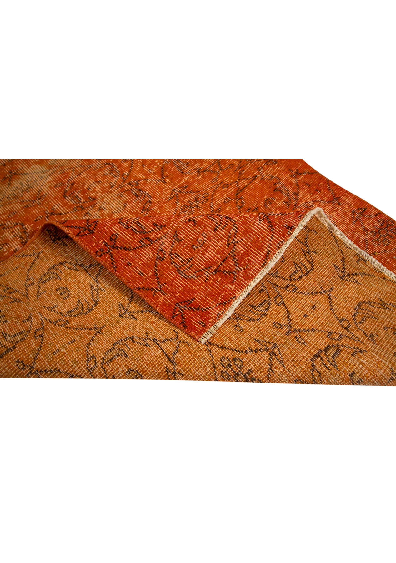 Lauryn - Vintage Orange Overdyed Rug - kudenrugs