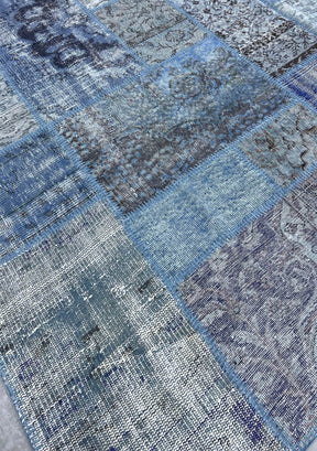 Lilly - Vintage Blue Patchwork Rug - kudenrugs