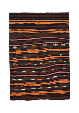 Lorena - Brown Turkish Kilim Rug - kudenrugs