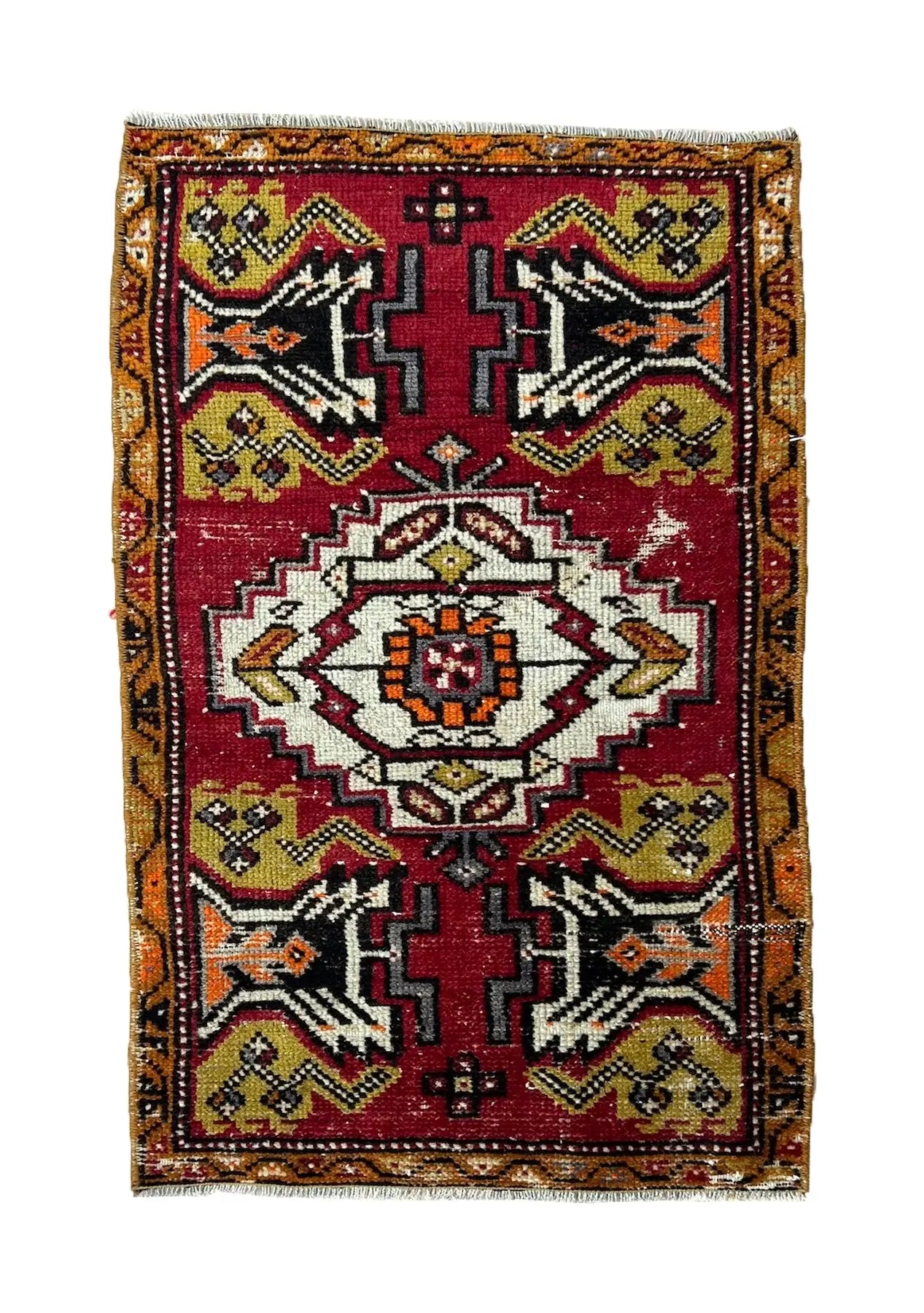 Lossie - Vintage Mini Red Area Rug - kudenrugs