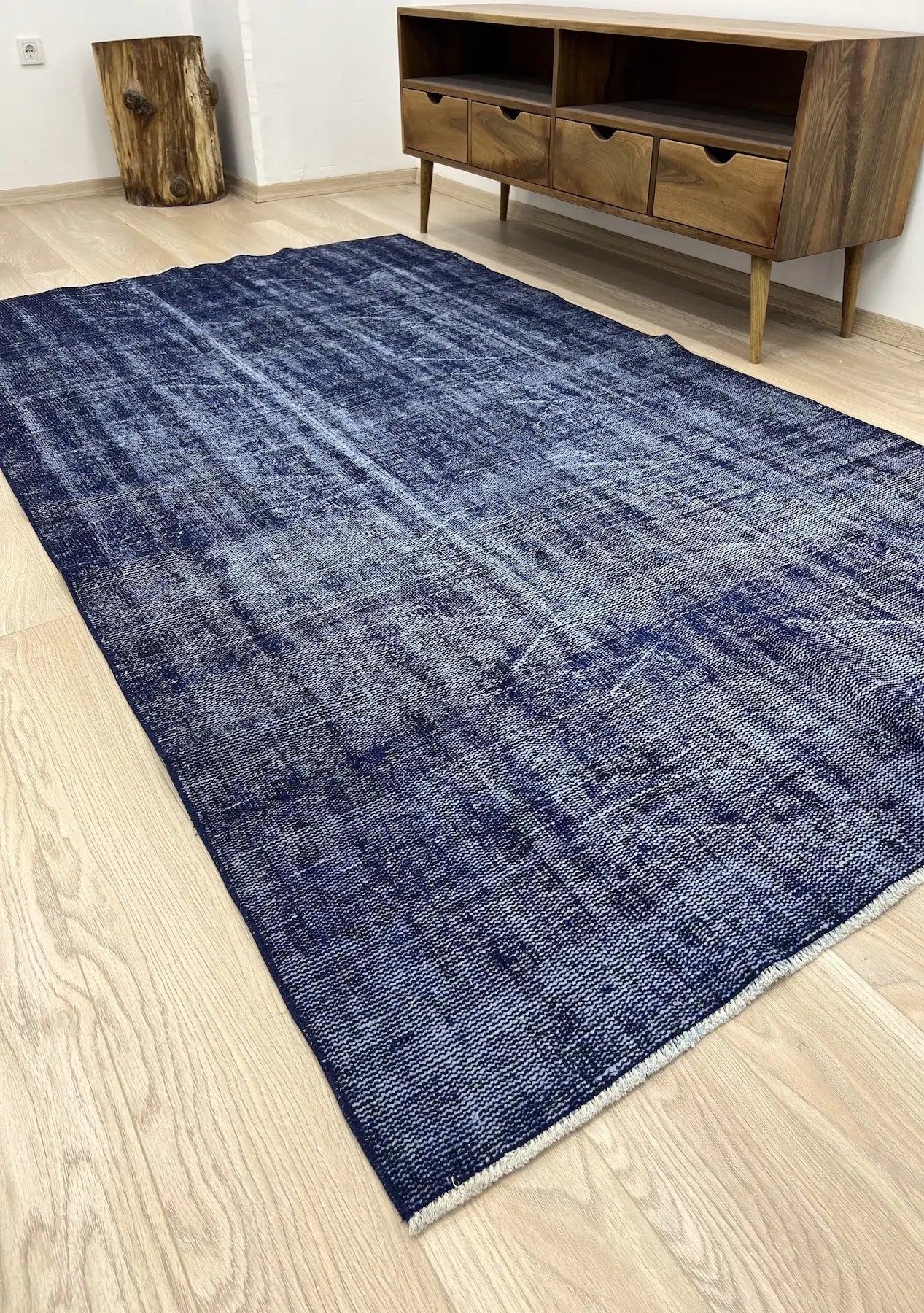 Louise - Vintage Navy Blue Overdyed Rug - kudenrugs