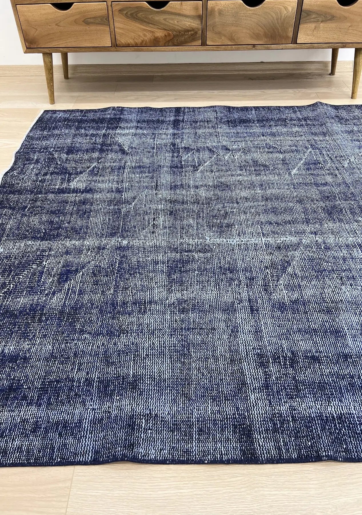 Louise - Vintage Navy Blue Overdyed Rug - kudenrugs