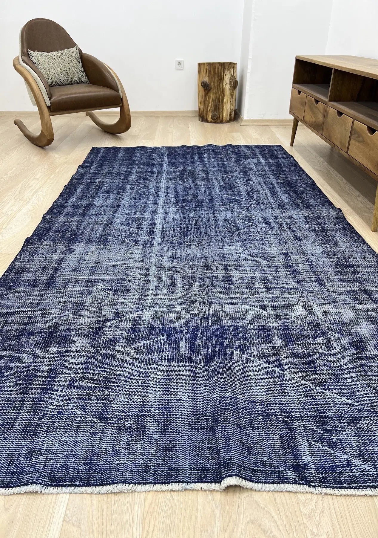 Louise - Vintage Navy Blue Overdyed Rug - kudenrugs