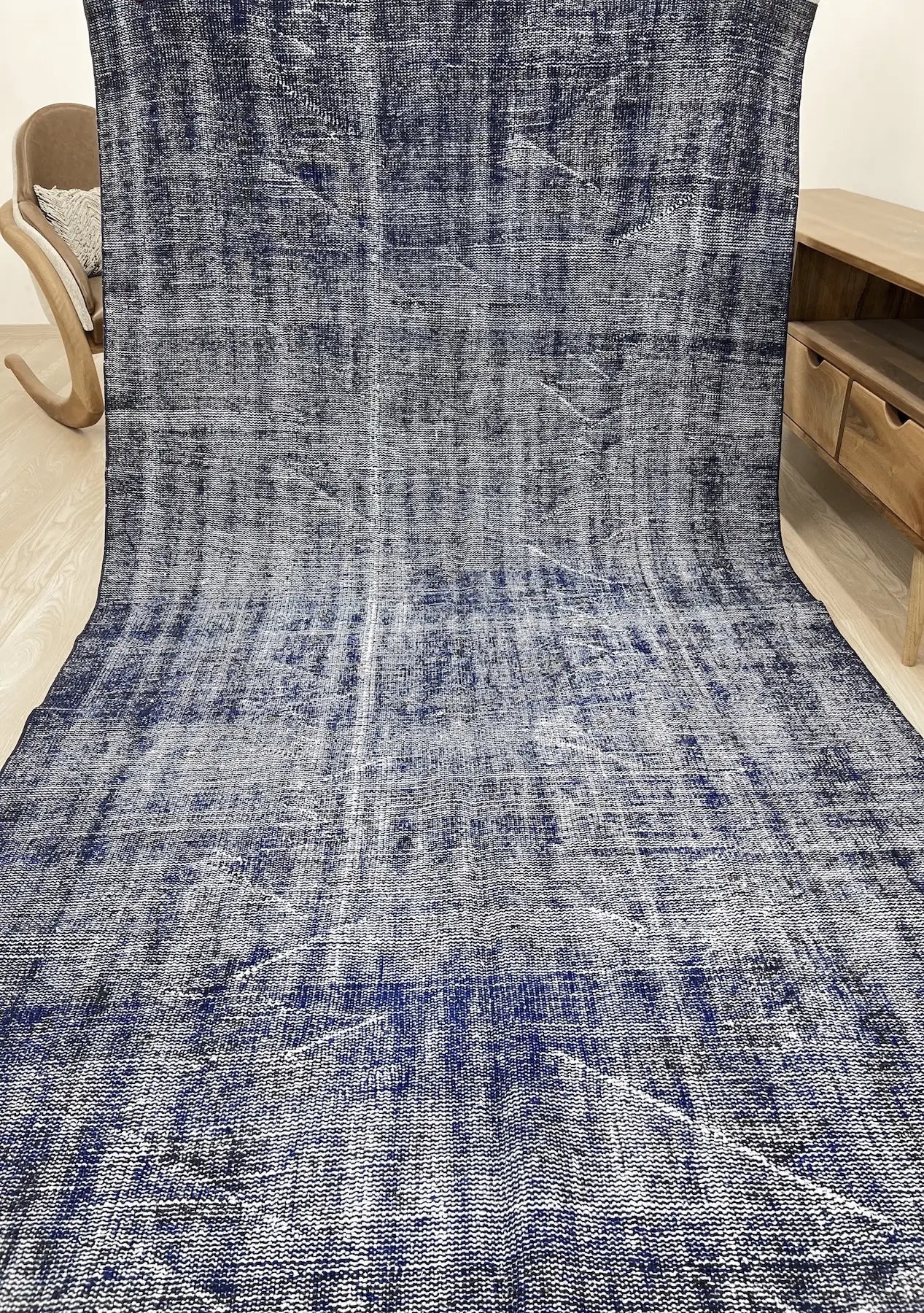 Louise - Vintage Navy Blue Overdyed Rug - kudenrugs