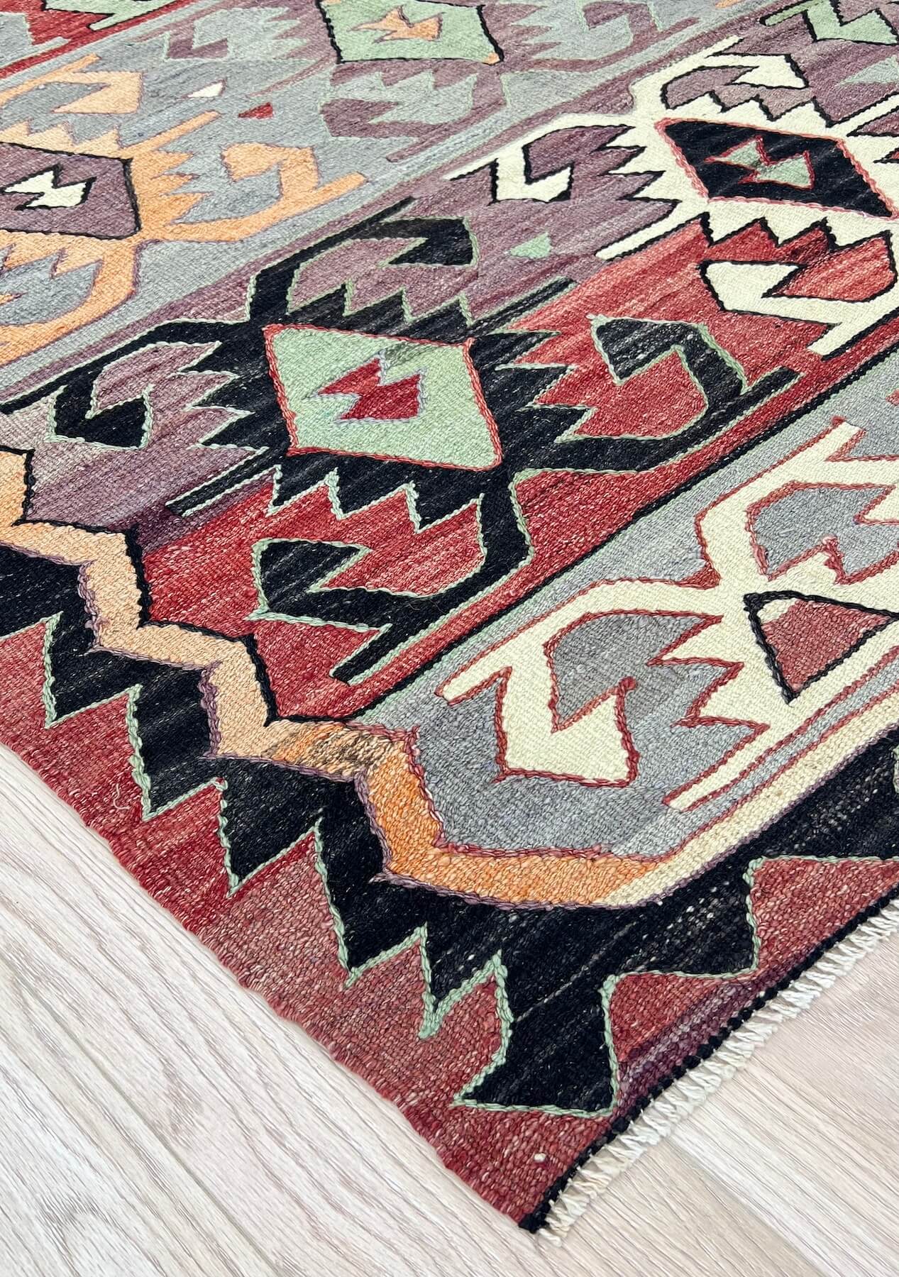 Luz - Multi Color Turkish Kilim Rug - kudenrugs