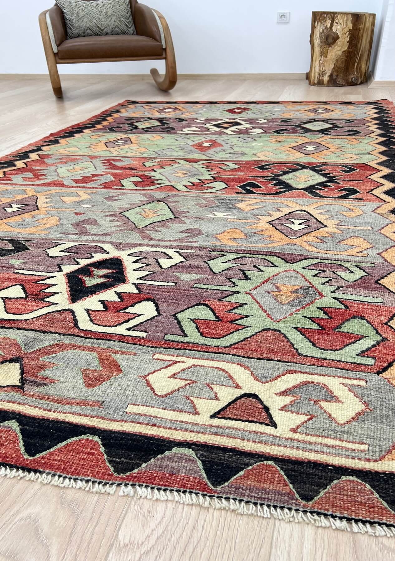 Luz - Multi Color Turkish Kilim Rug - kudenrugs