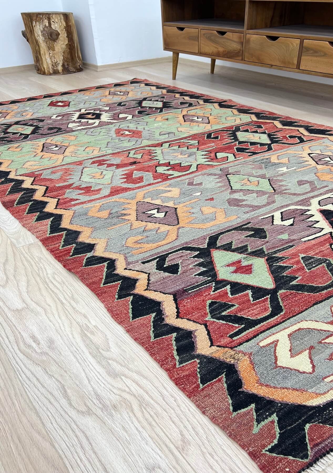 Luz - Multi Color Turkish Kilim Rug - kudenrugs