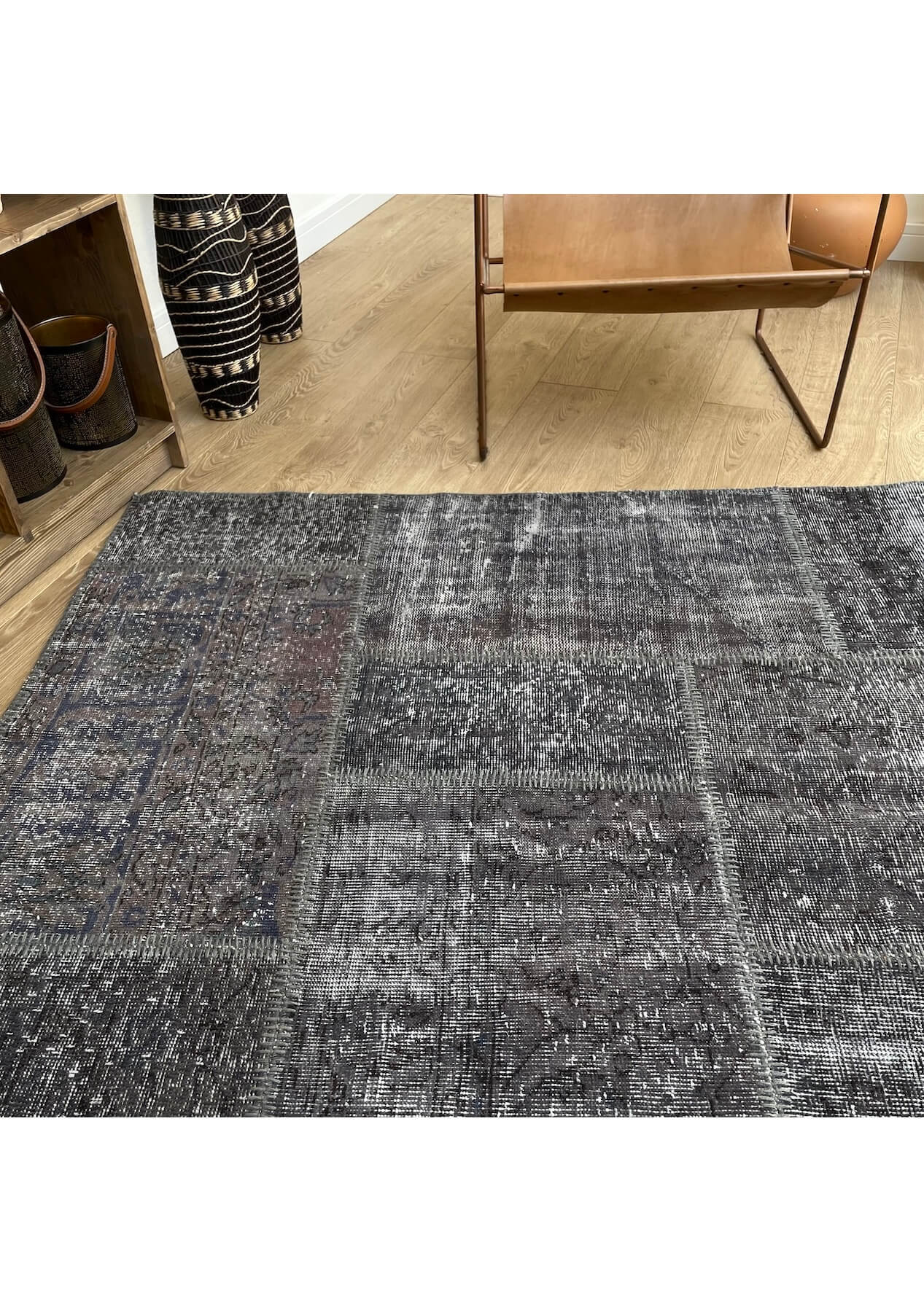 Madeleine - Vintage Gray Patchwork Rug - kudenrugs