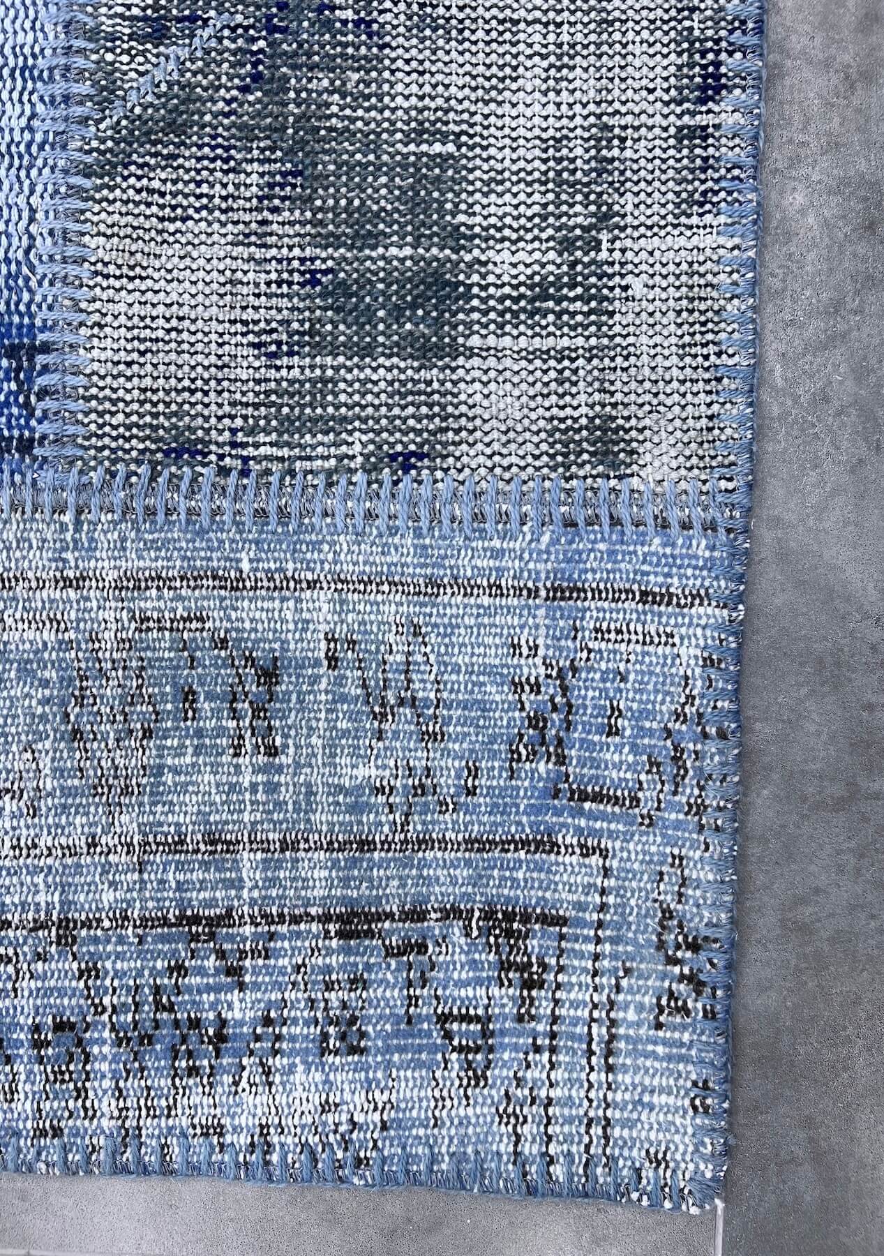 Maia - Vintage Blue Patchwork Rug - kudenrugs