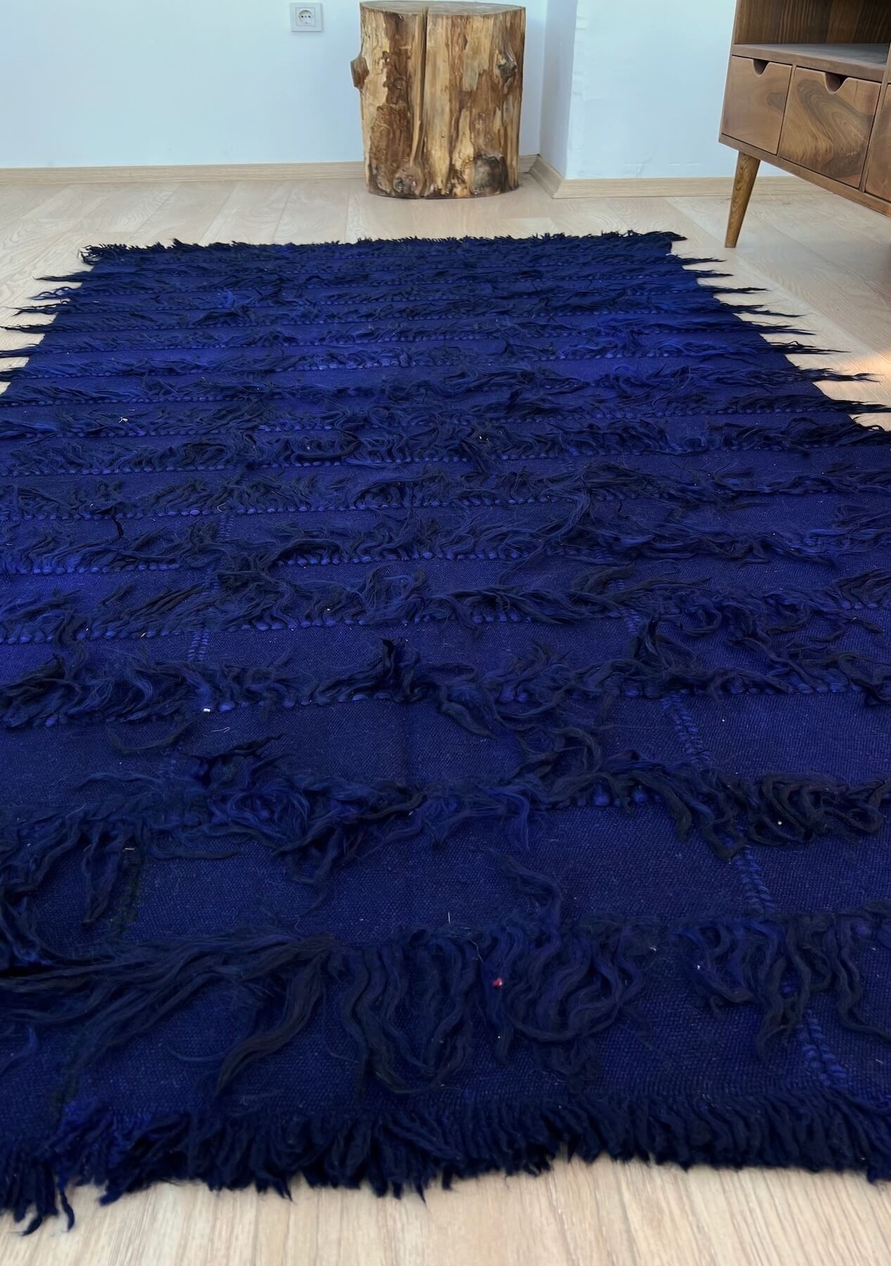 Makena - Blue Turkish Kilim Rug Runner - kudenrugs