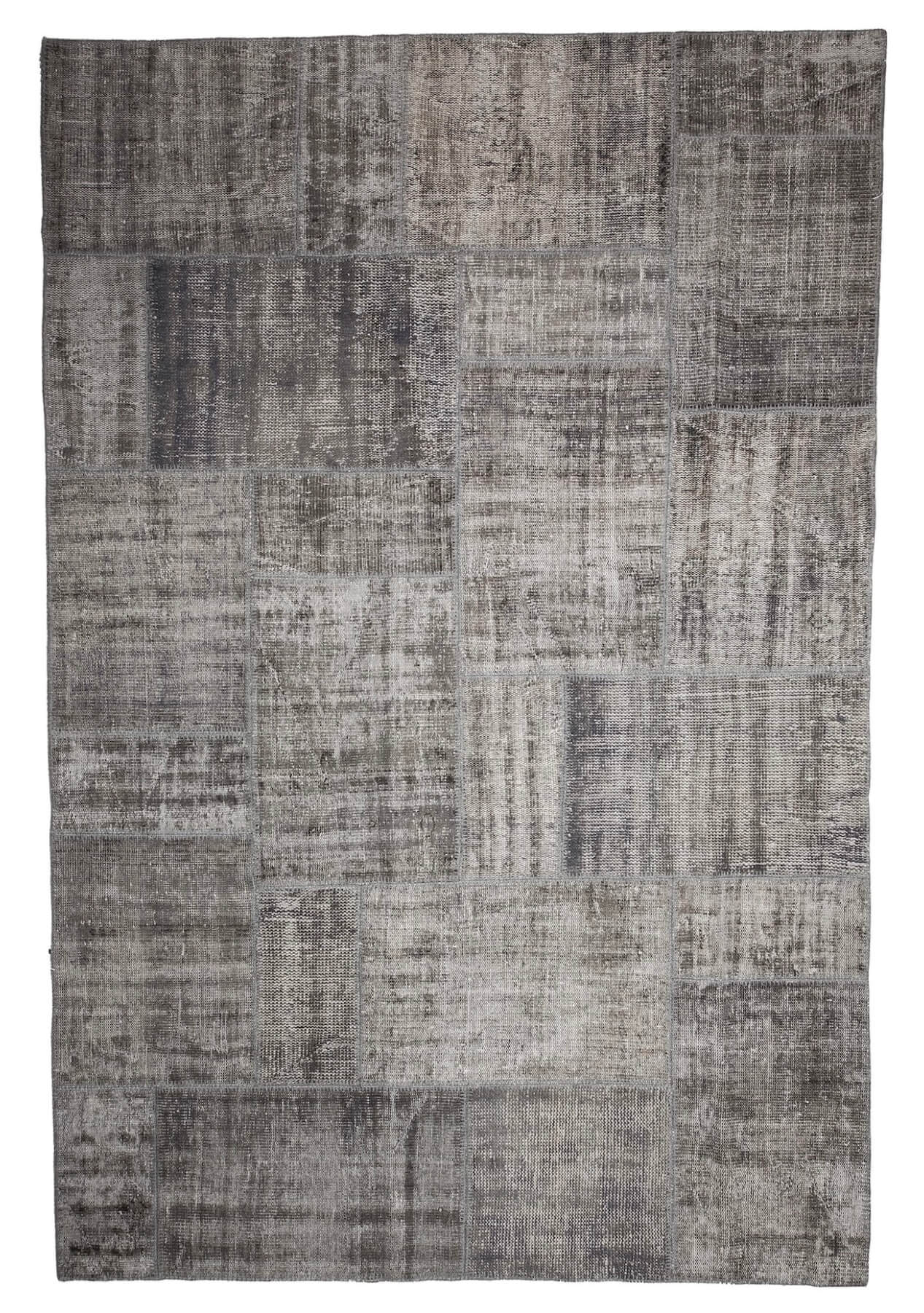 7' x 10' Vintage Patchwork Rug, Gray - Marcia | Kuden Rugs