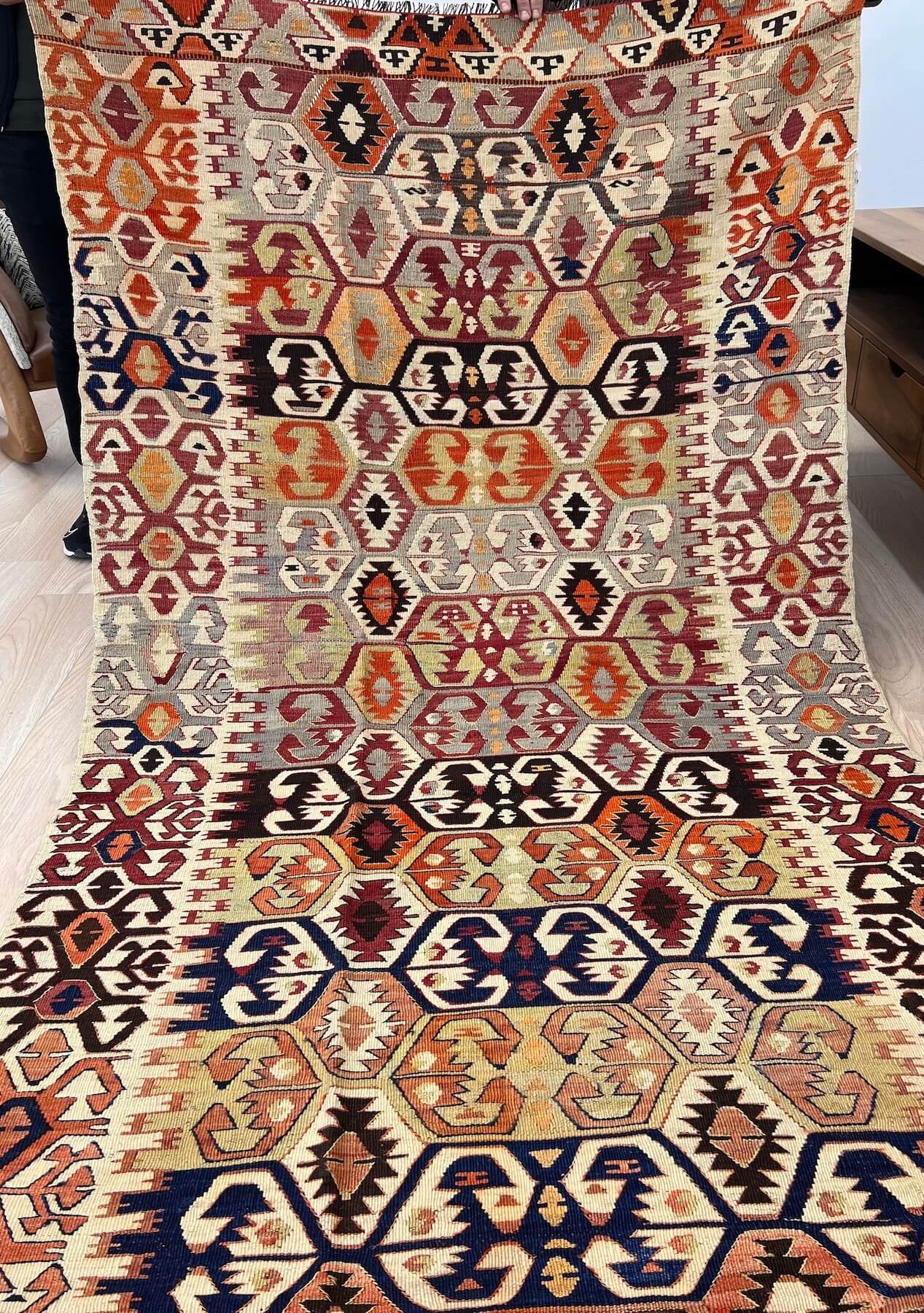 Marie - Multi Color Turkish Kilim Rug - kudenrugs