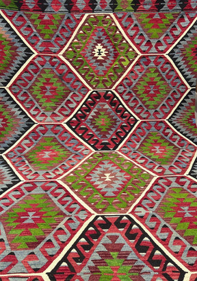 Maryjane - Multi Color Turkish Kilim Rug - kudenrugs