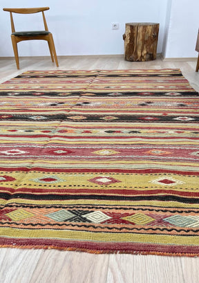 Mattie - Multi Color Turkish Kilim Rug - kudenrugs