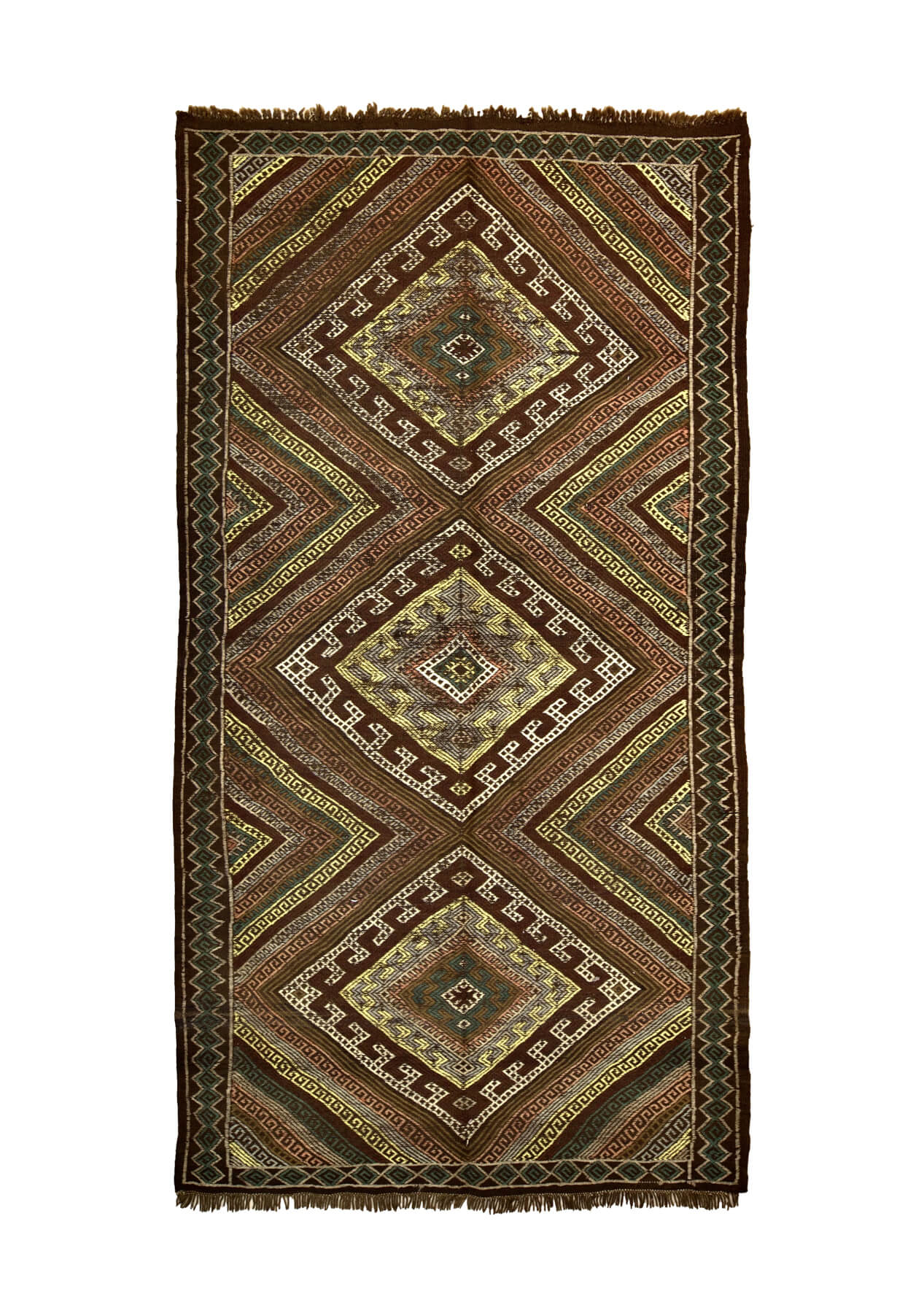 Mireya - Brown Turkish Kilim Rug - kudenrugs