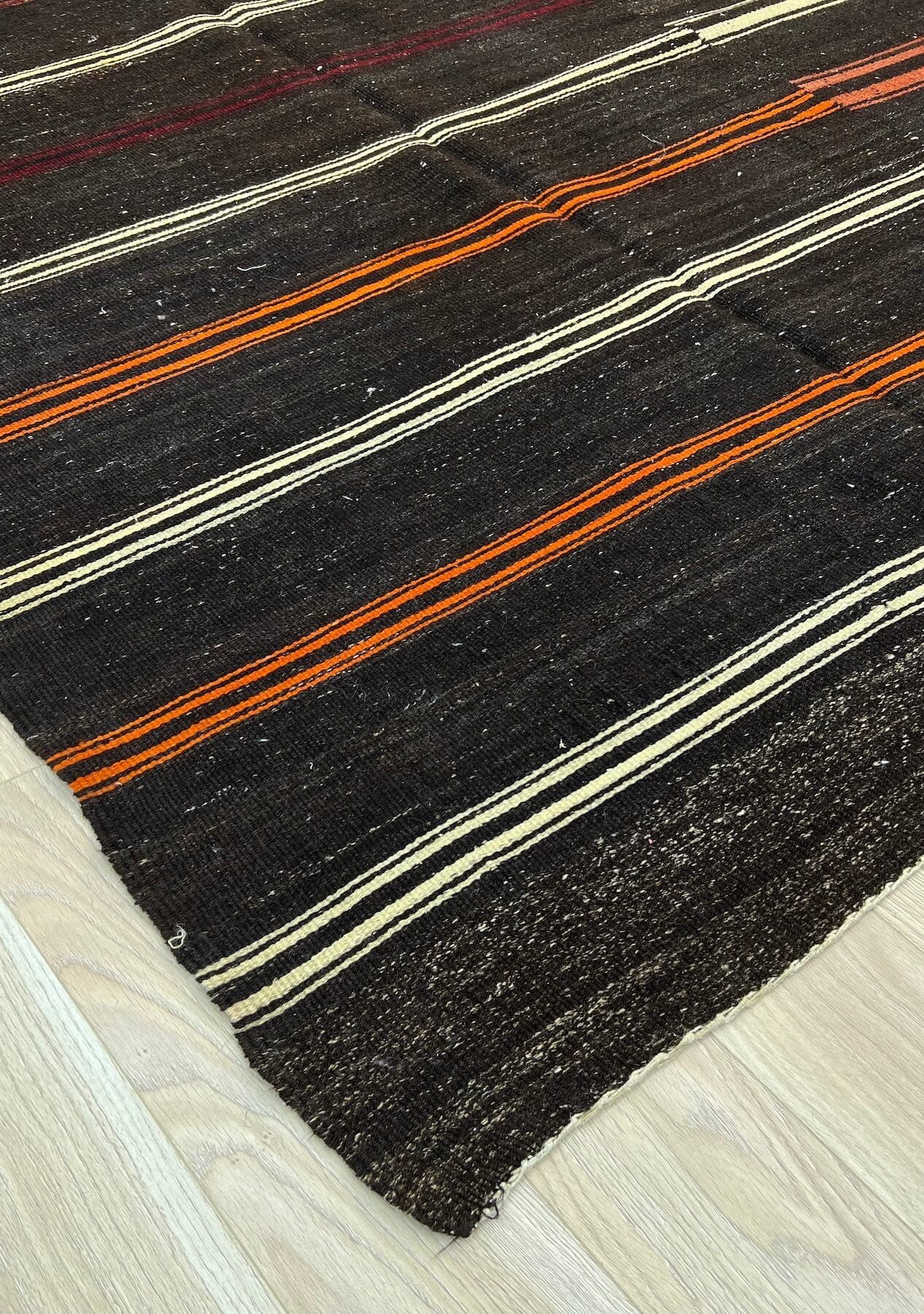 Miriam - Black Turkish Kilim Rug - kudenrugs