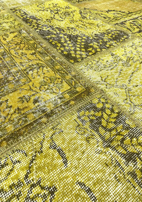 Nada - Vintage Yellow Patchwork Rug - kudenrugs