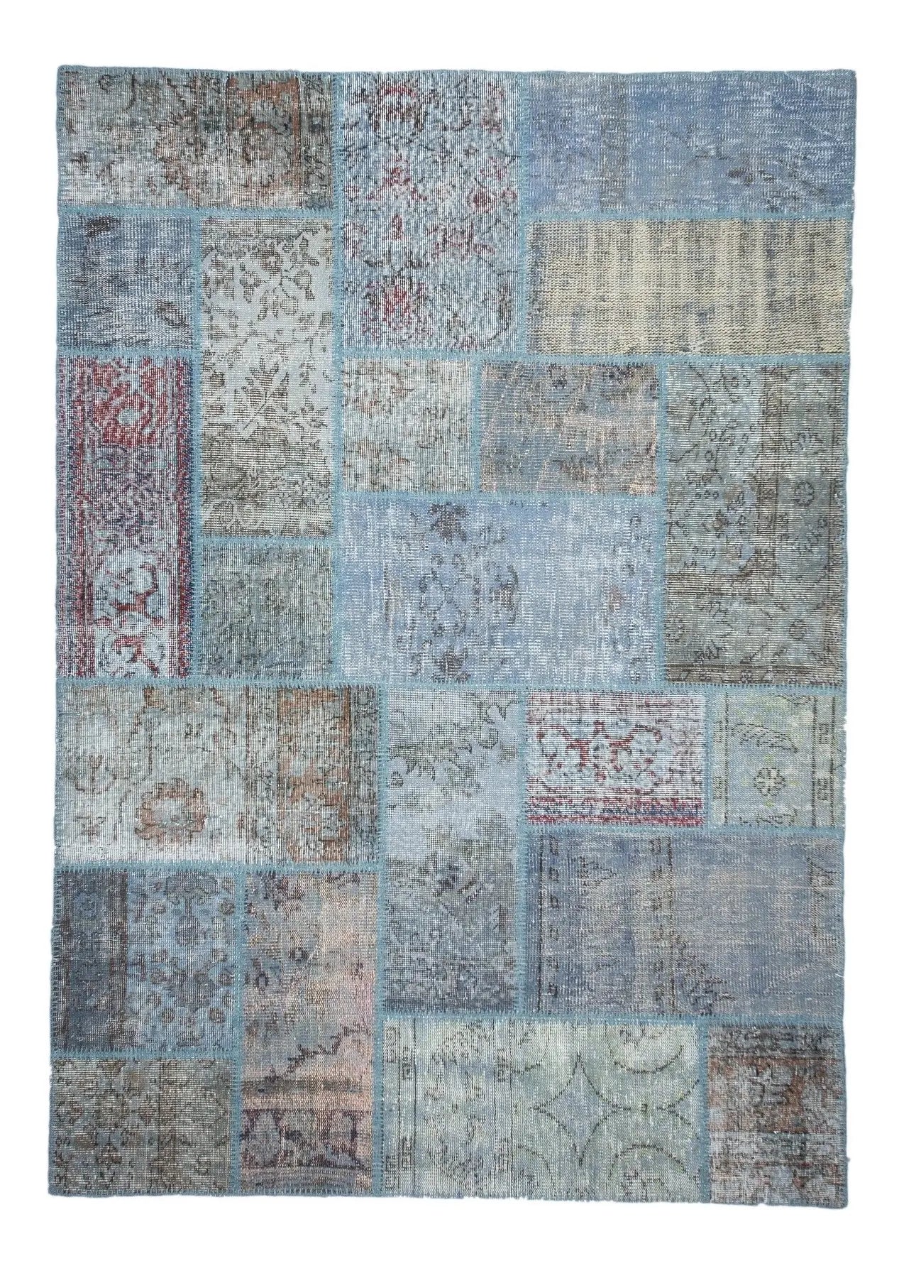 Nadezhda - Vintage Blue Patchwork Rug - kudenrugs