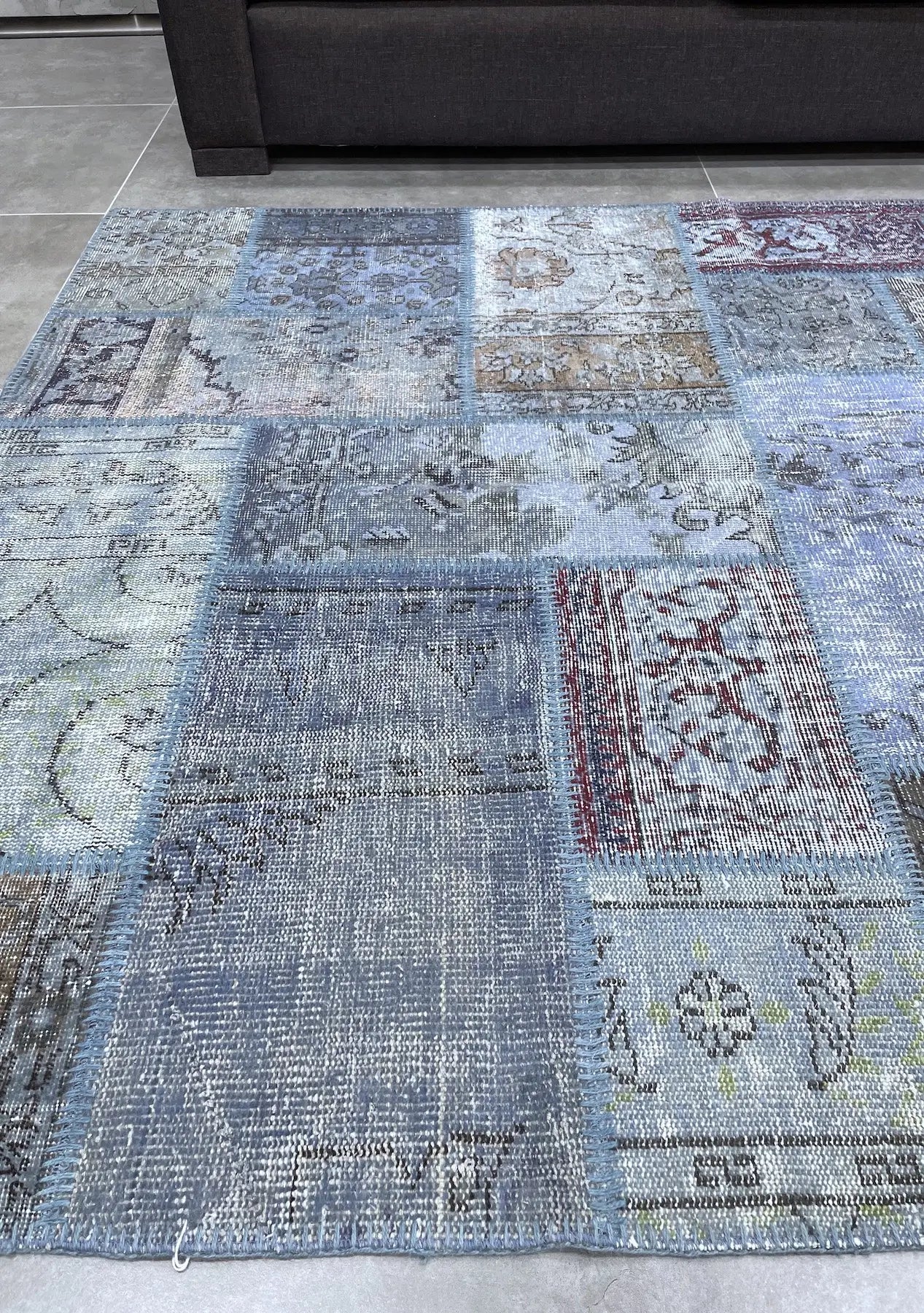 Nadezhda - Vintage Blue Patchwork Rug - kudenrugs