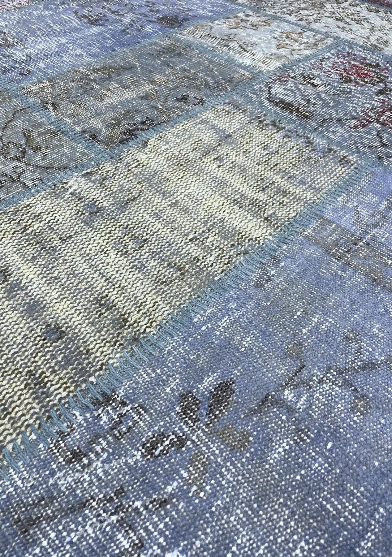 Nadezhda - Vintage Blue Patchwork Rug - kudenrugs