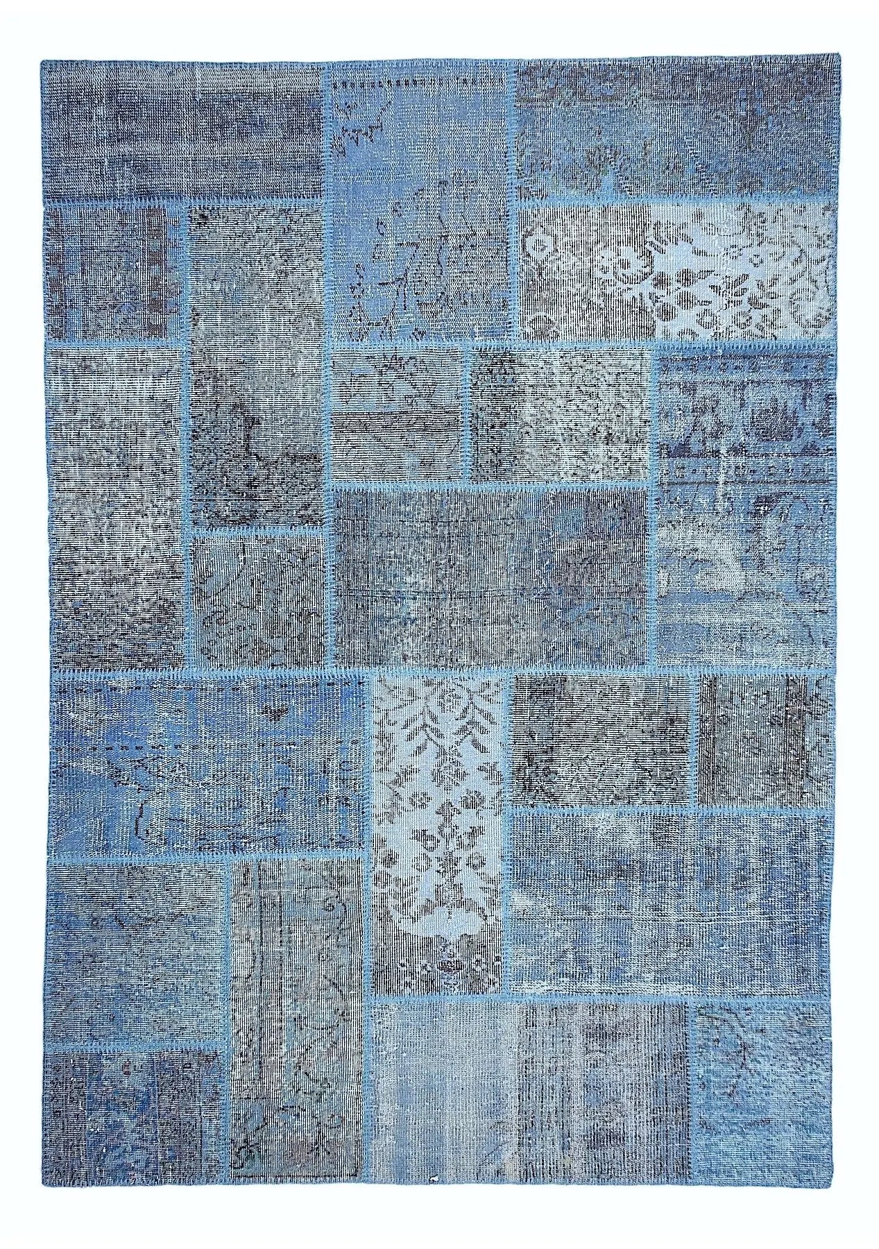 Nadie - Vintage Blue Patchwork Rug - kudenrugs