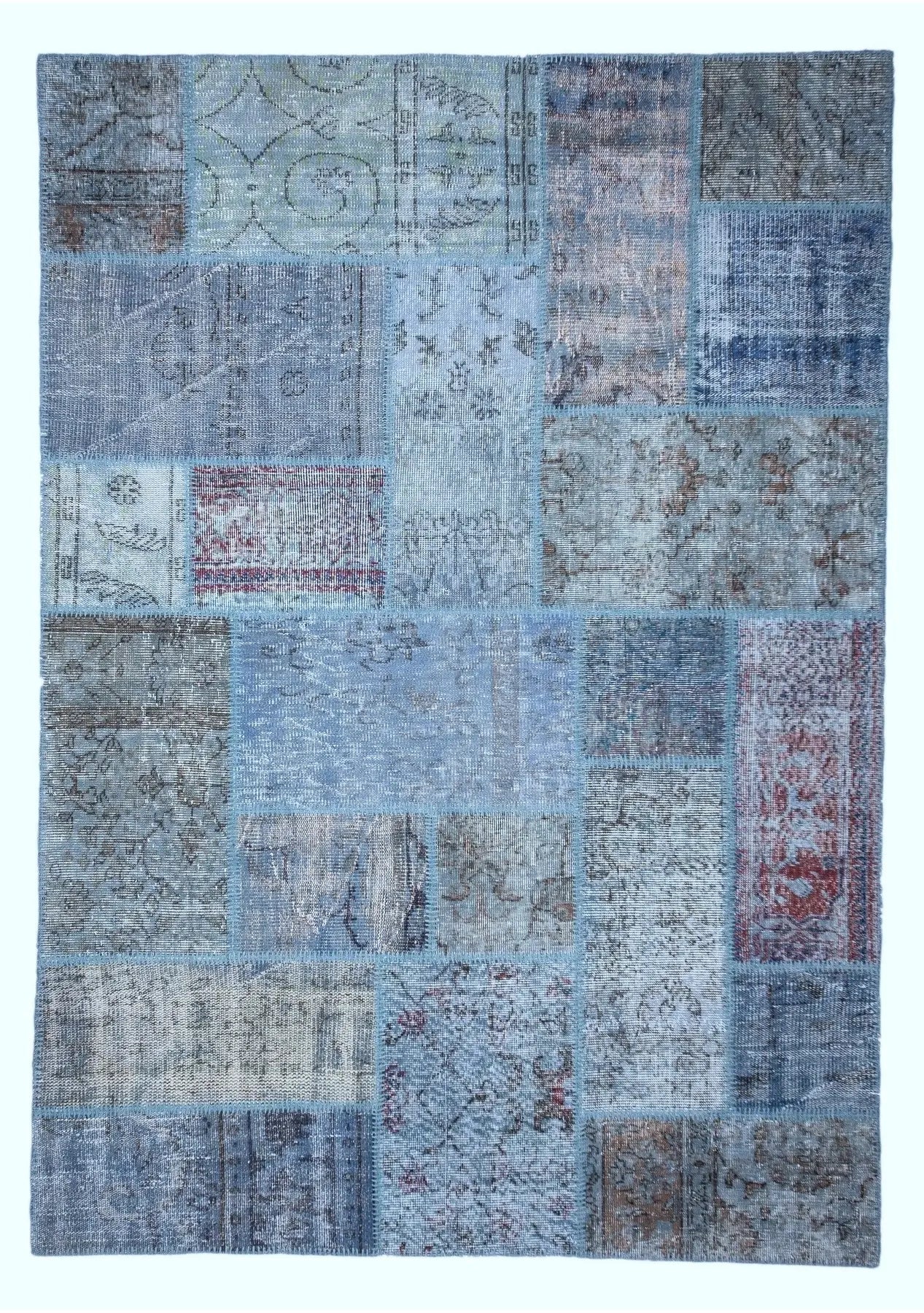 Nadra - Vintage Blue Patchwork Rug - kudenrugs