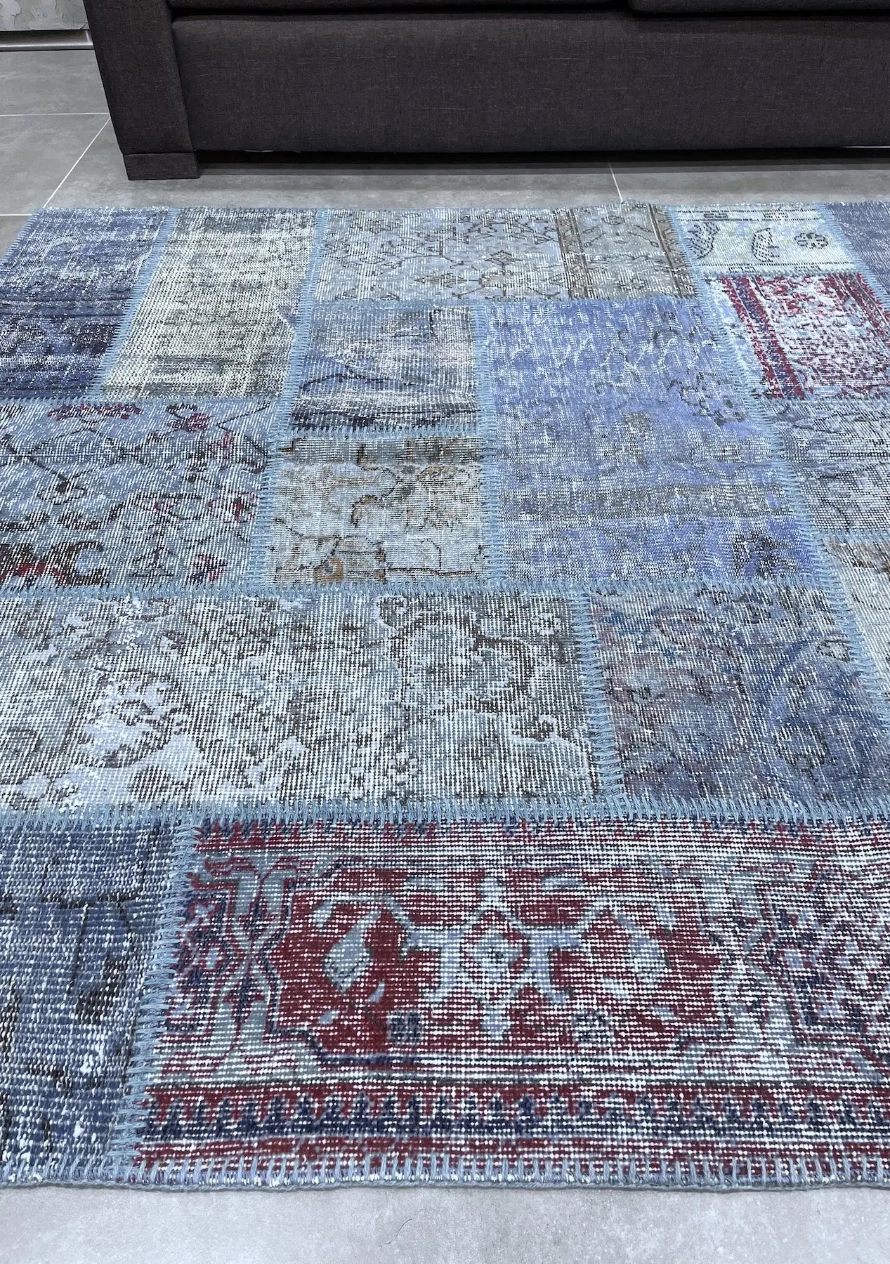 Nadra - Vintage Blue Patchwork Rug - kudenrugs