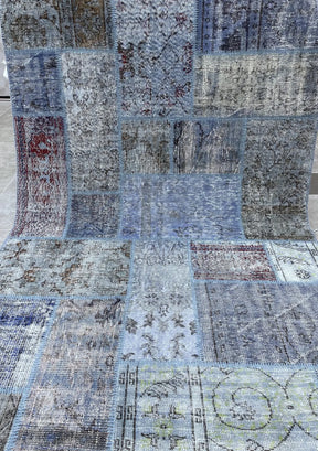 Nadra - Vintage Blue Patchwork Rug - kudenrugs