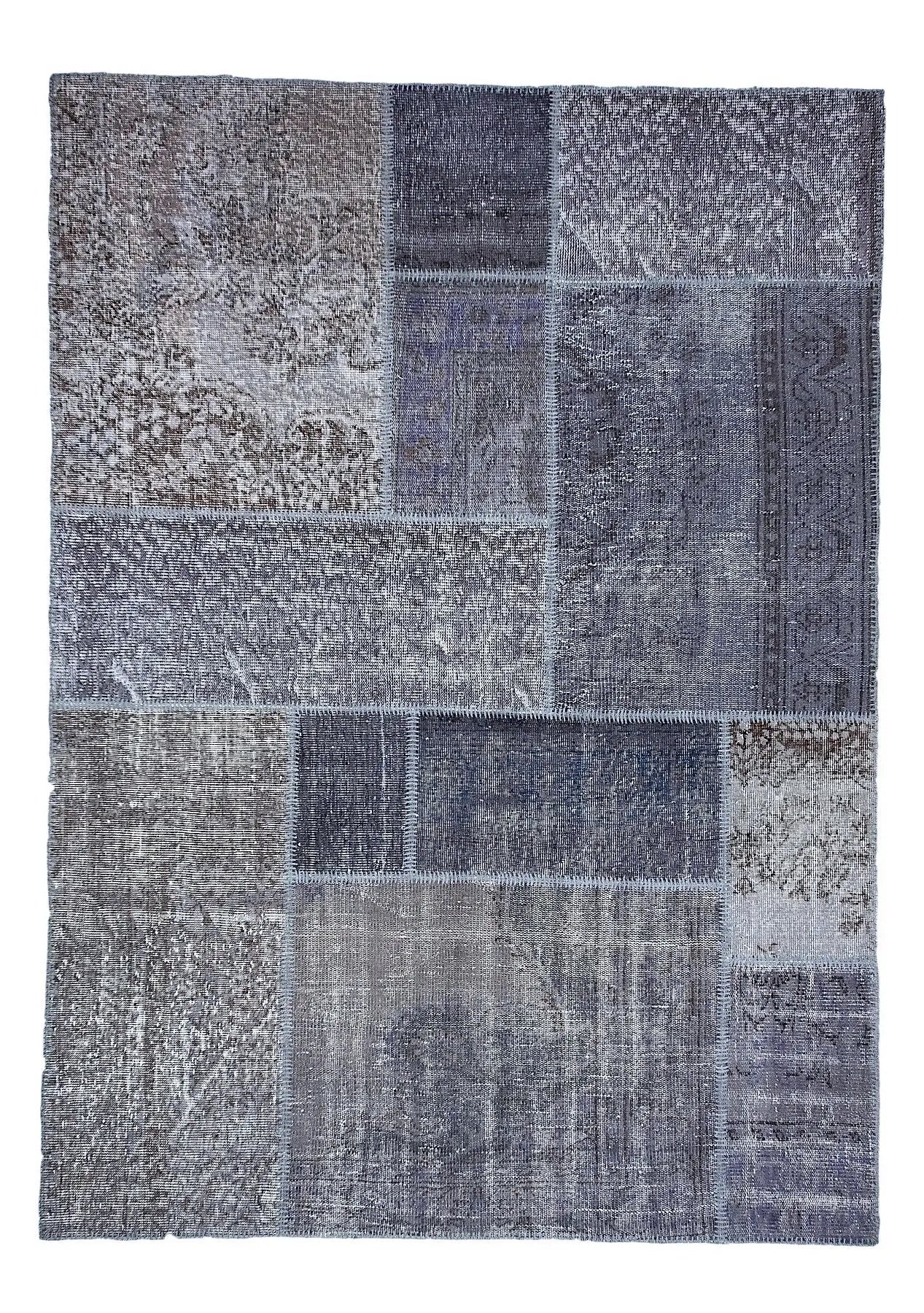 Naffy - Vintage Gray Patchwork Rug - kudenrugs